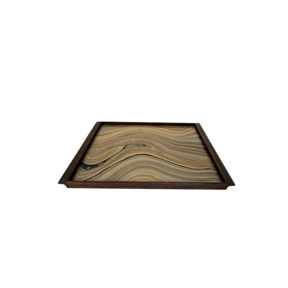 Limited Edition Walnut Tray with Vintage Italian Marbleized Paper 75813