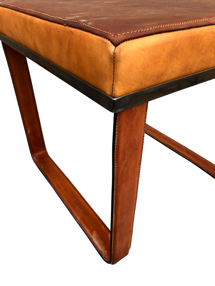 Lucca Studio Vaughn (stool) of saddle leather top and base