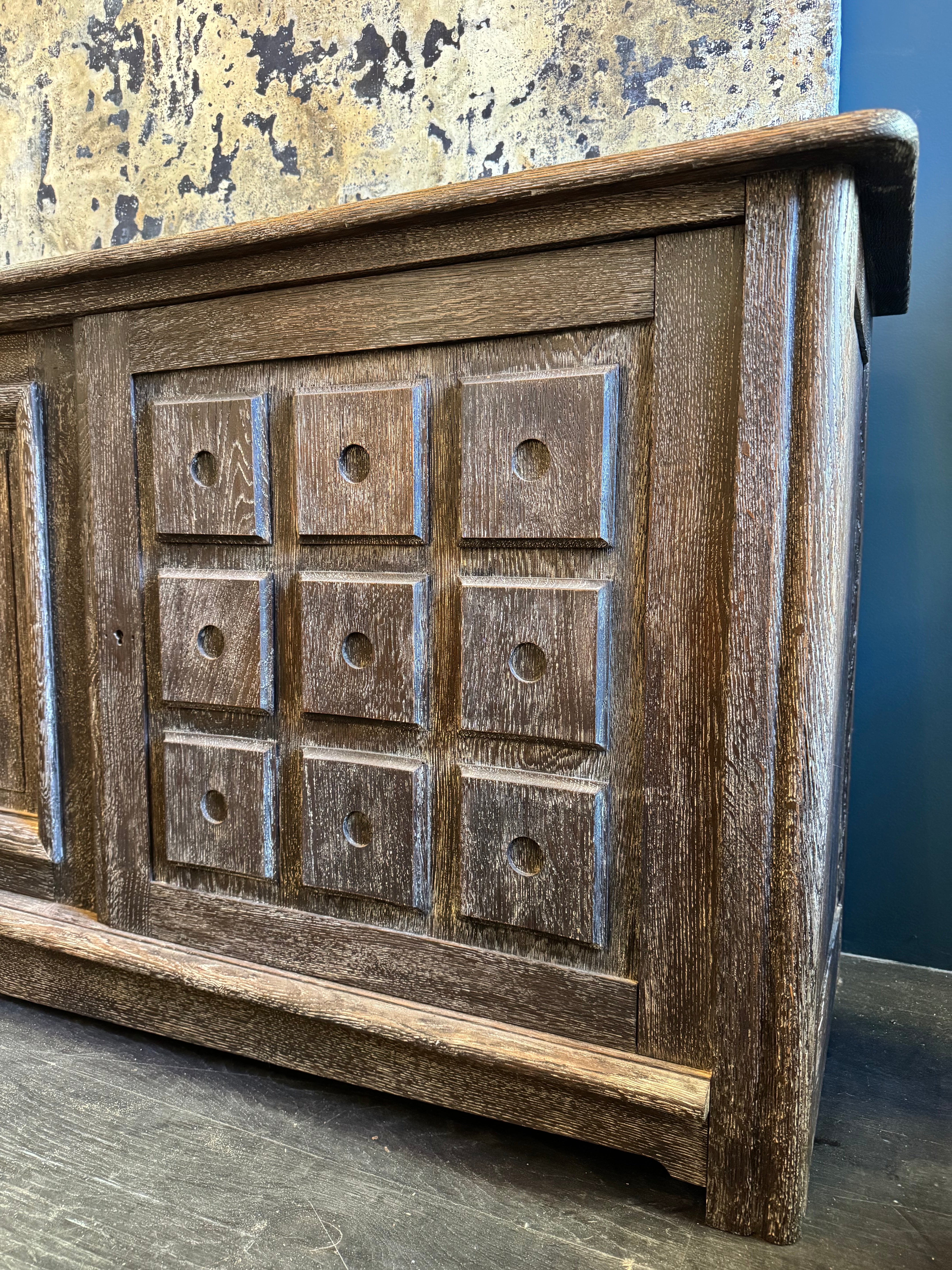 French 1940's Grey Cerused Oak Sideboard