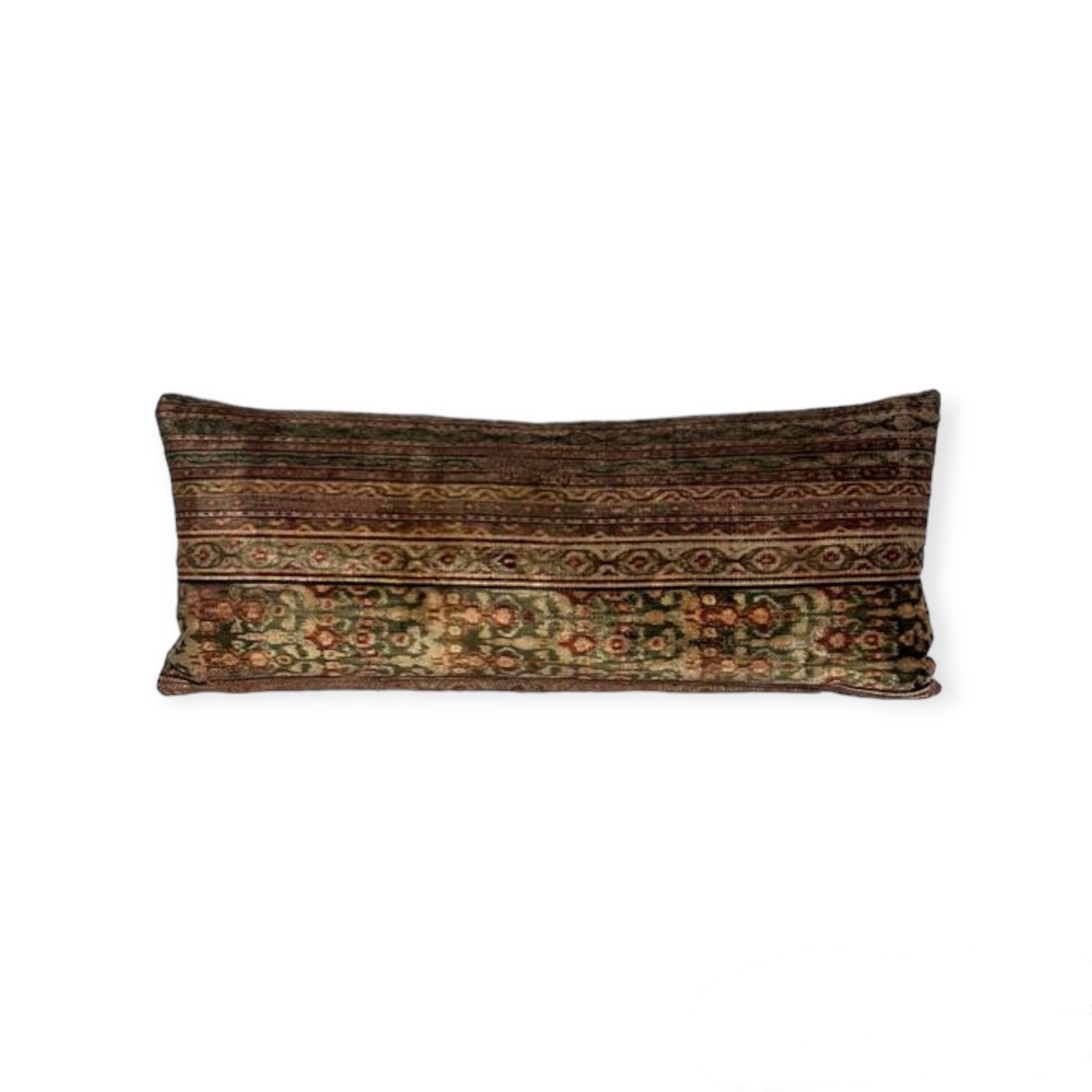 Rare18th Century Kerman Silk Velvet Textile Lumbar Pillow