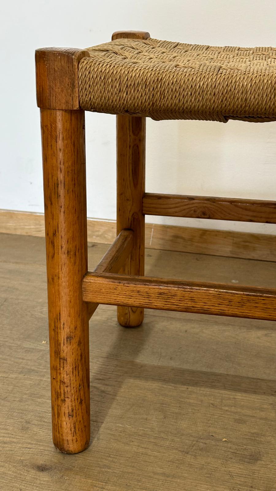 1960's French Rope and Oak Stool