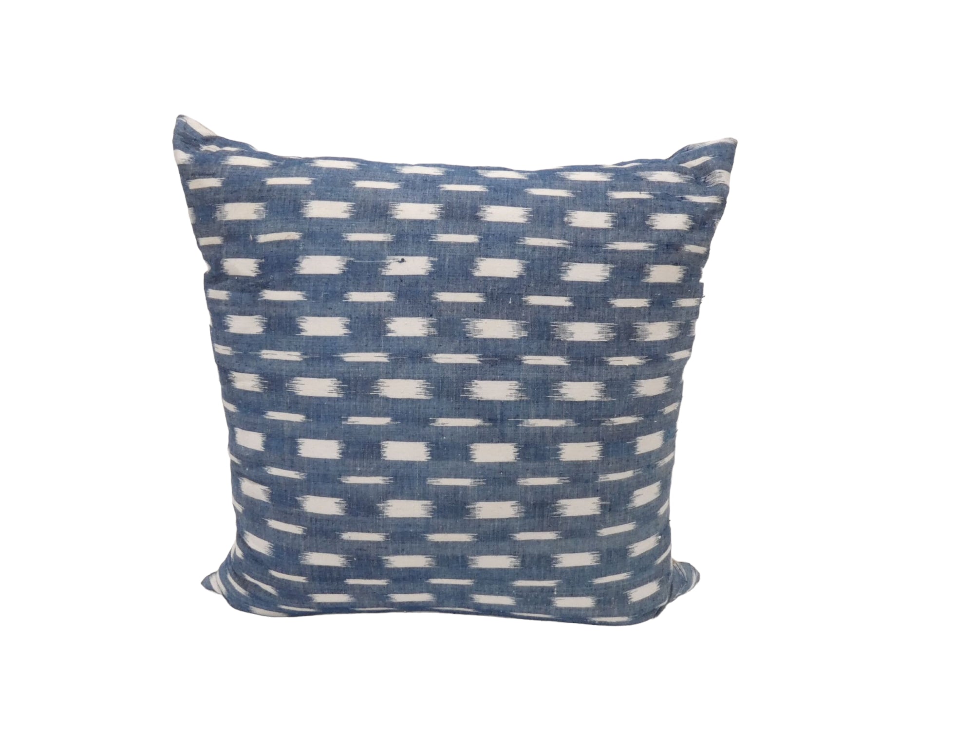 Rare 18th French Indigo Flamme Ikat Textile Pillow