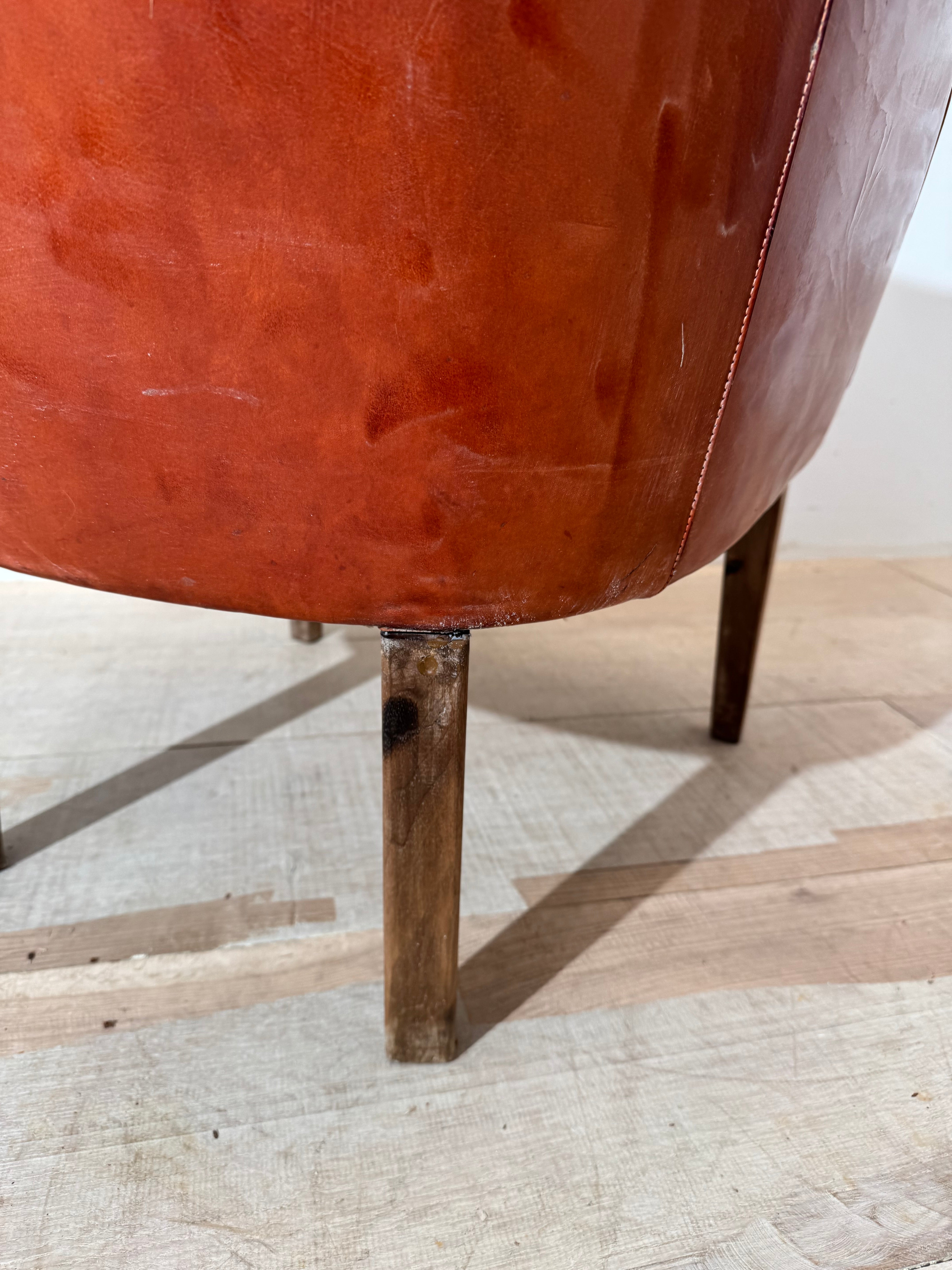 Original Vintage Arne Vodder Danish Leather Chair in Scruffy Condition