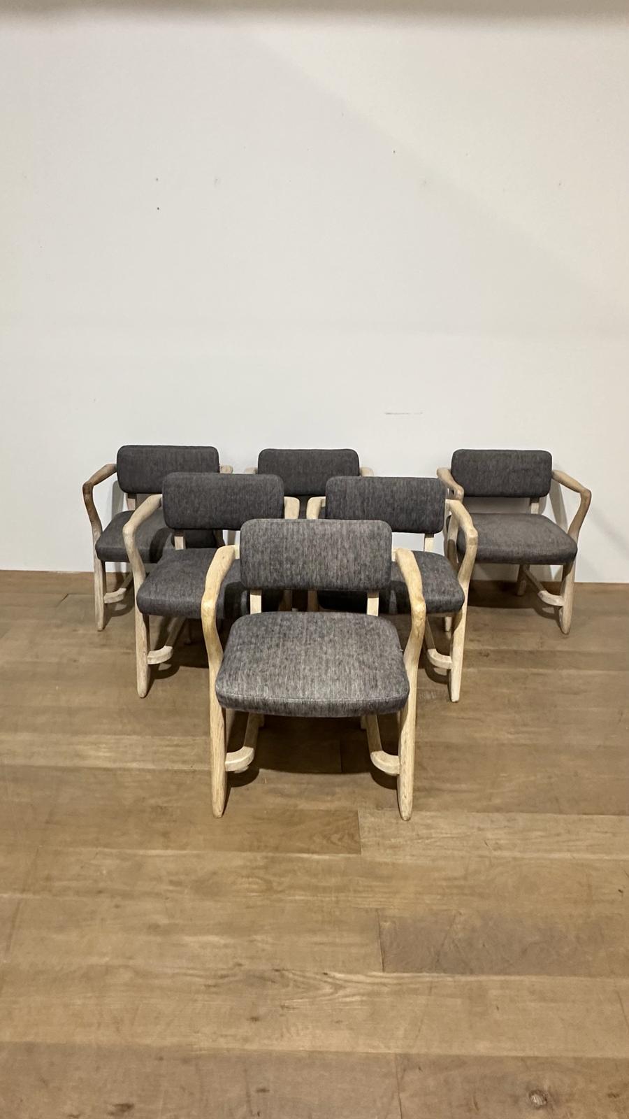 Set of (6) Guillerme & Chambron Oak Chair