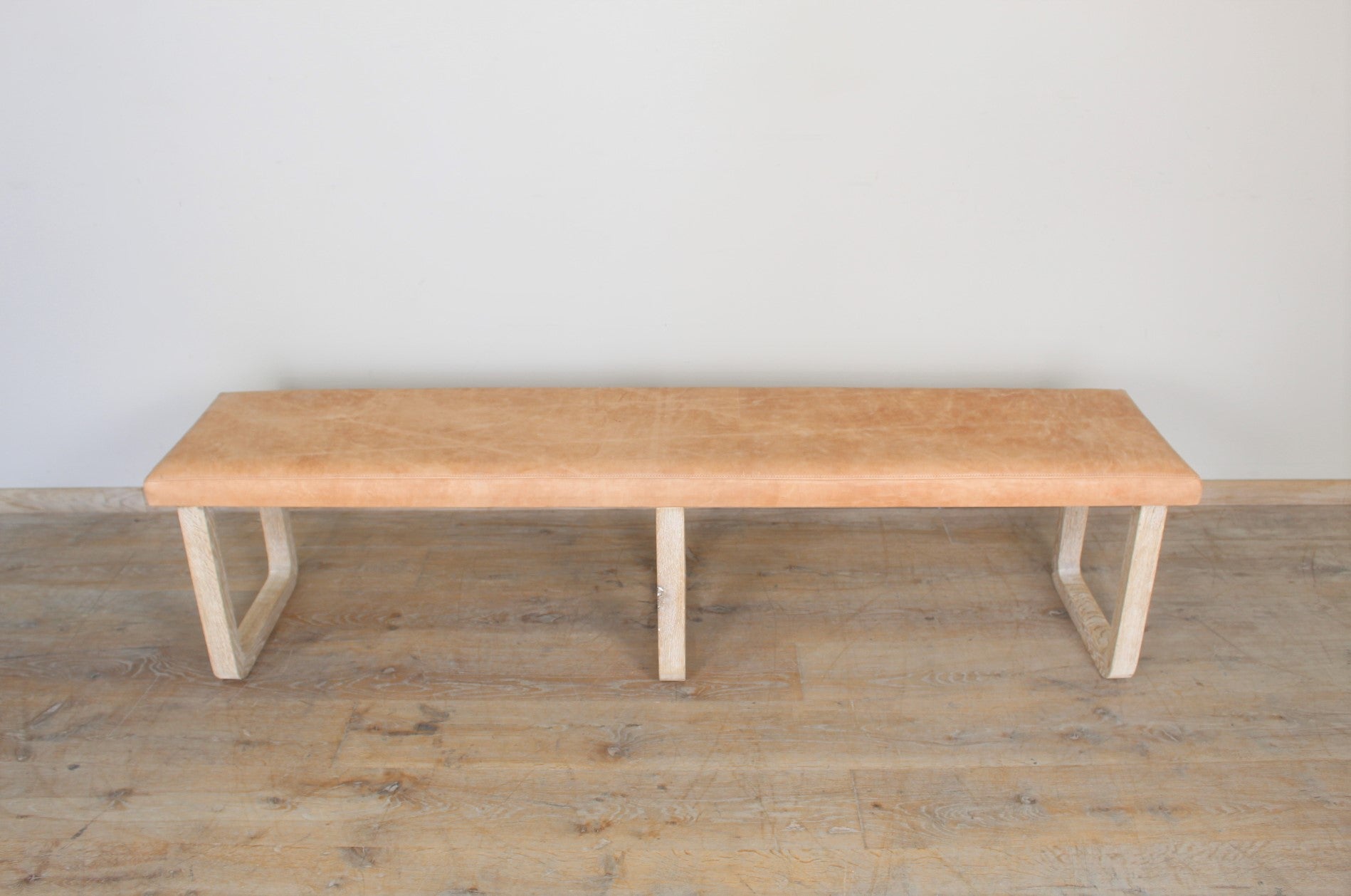 Lucca Studio Samuel Oak and Vintage Leather Bench