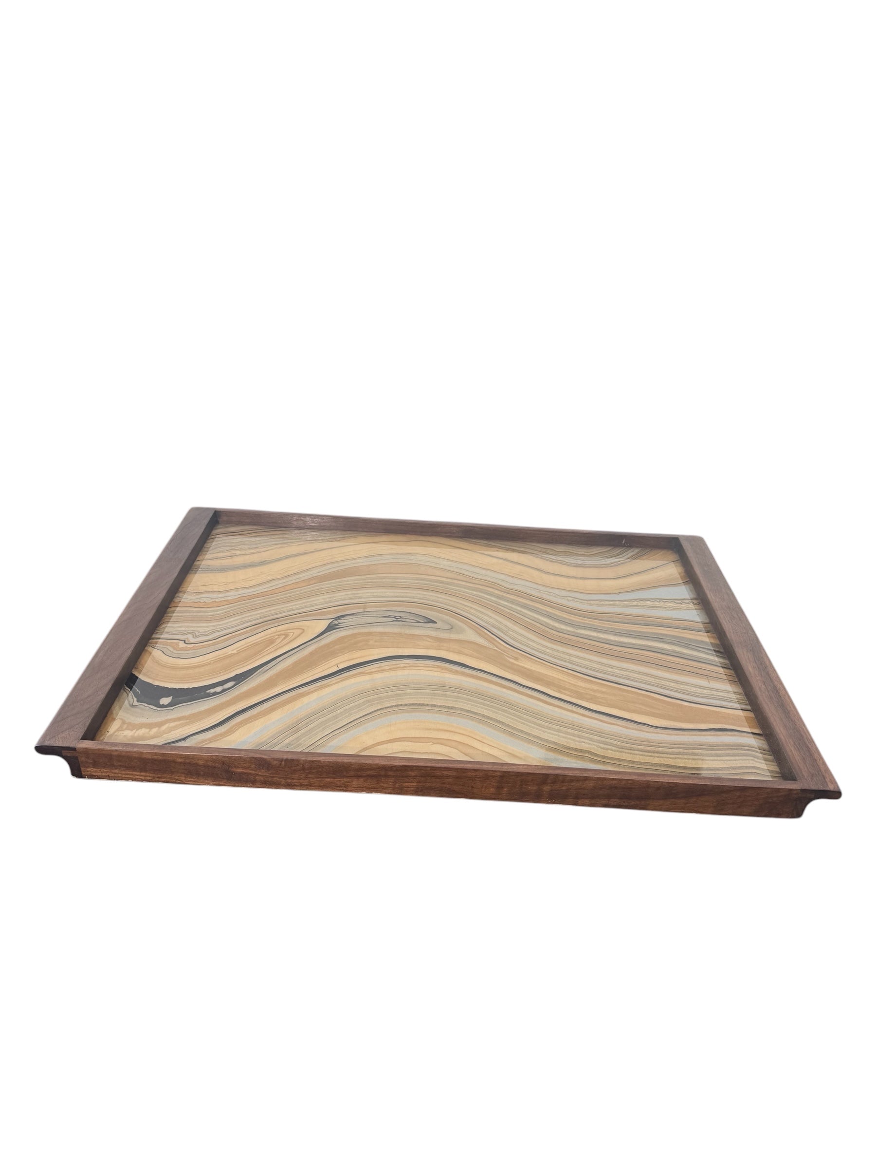 Lucca Studio Limited Edition Walnut Tray & Marbleized Italian Paper