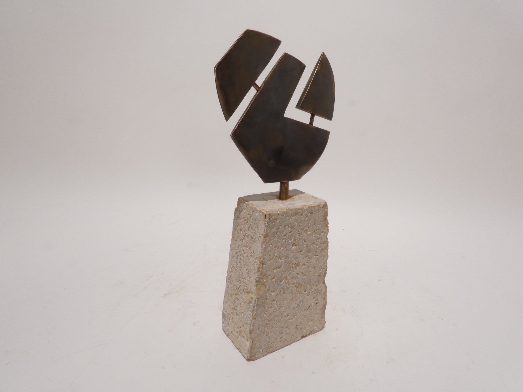 Limited Edition Hammered Bronze and Stone Sculpture