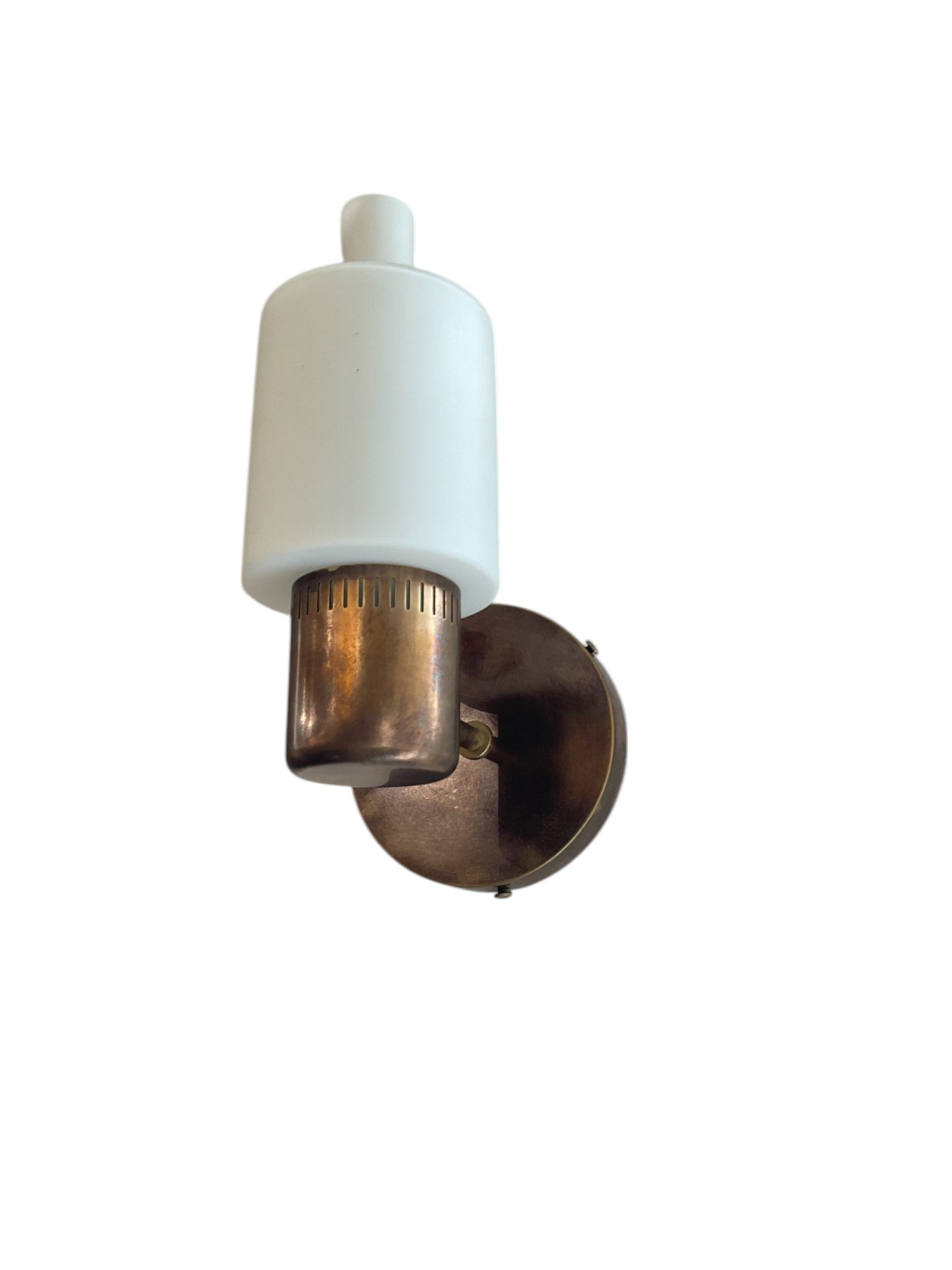 Pair of Fog & Morup Brass and Opaline Shade Sconces