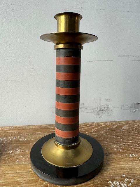 A Pair of 1930's Deco Brass and Bakelite Candlesticks