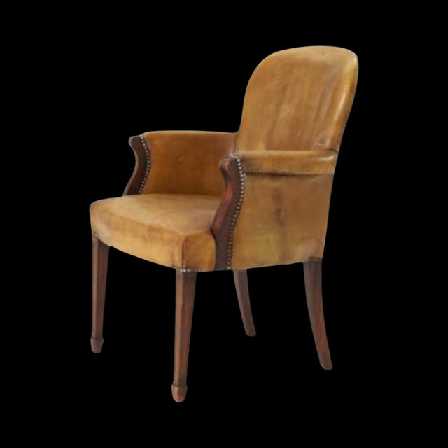 Frits Henningsen Leather and Mahogany Armchair