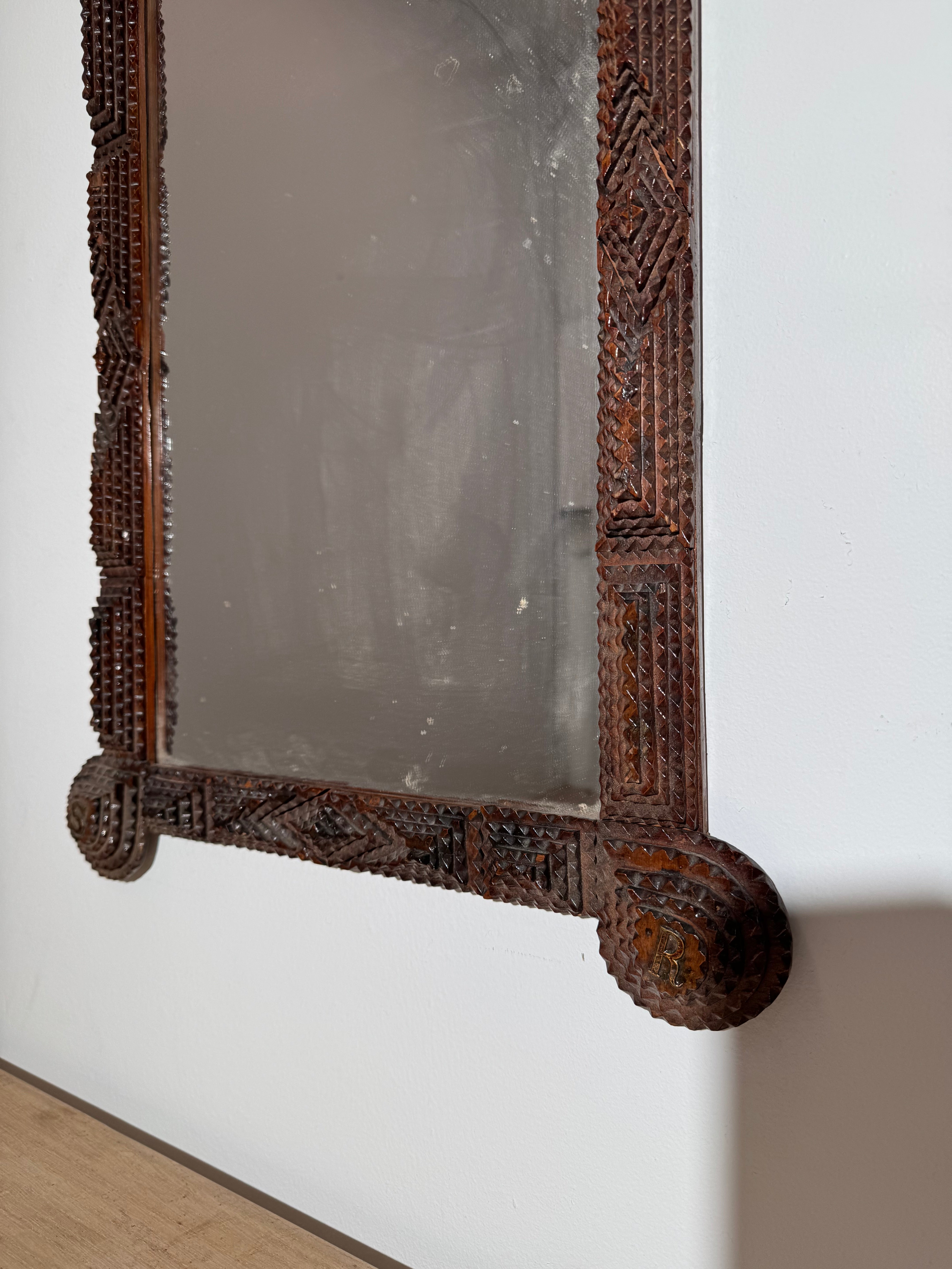 English 19c Tramp Art Mirror
