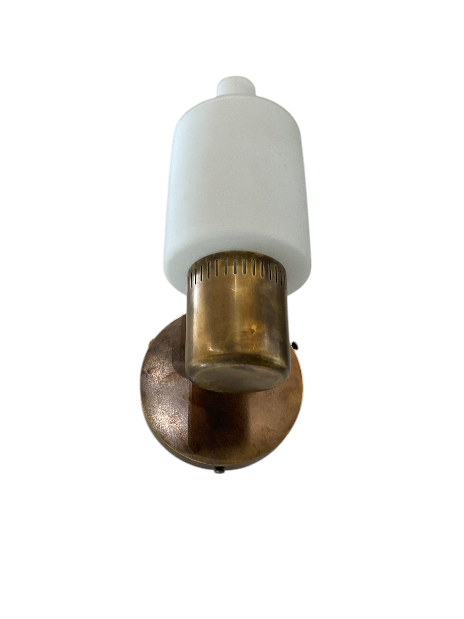 Pair of Fog & Morup Brass and Opaline Shade Sconces