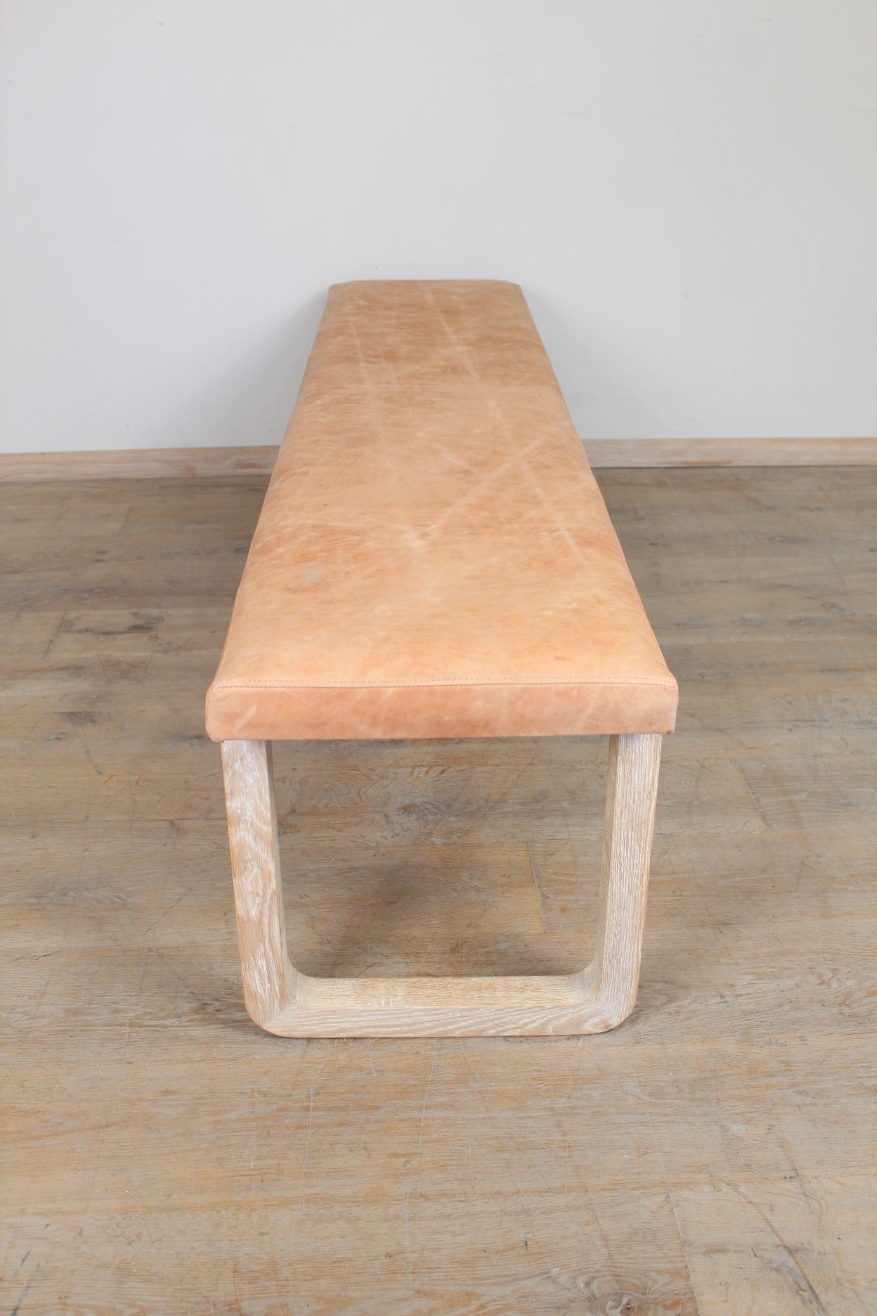 Lucca Studio Samuel Oak and Vintage Leather Bench