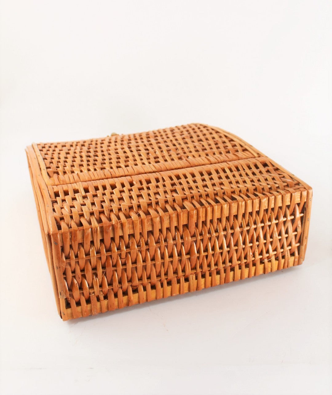 Unusual French Vintage Rattan (3) Wine Bottle Carrier