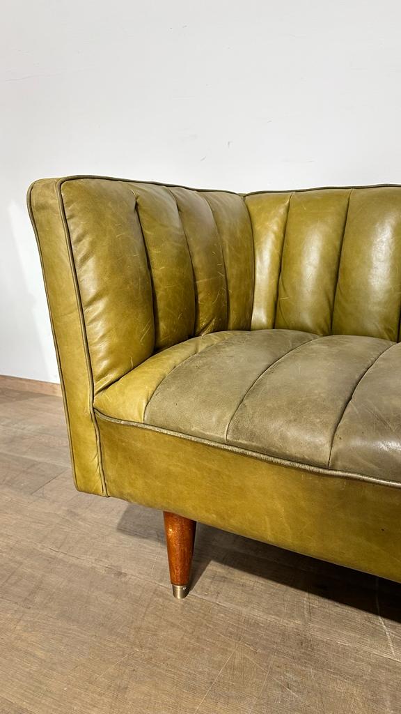 1970's Danish Channeled Leather Sofa