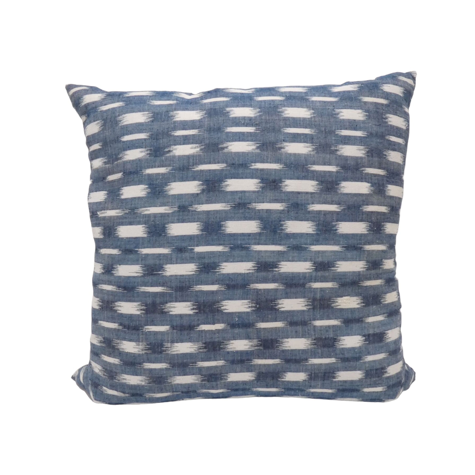 Rare 18th French Indigo Flamme Ikat textile pillow