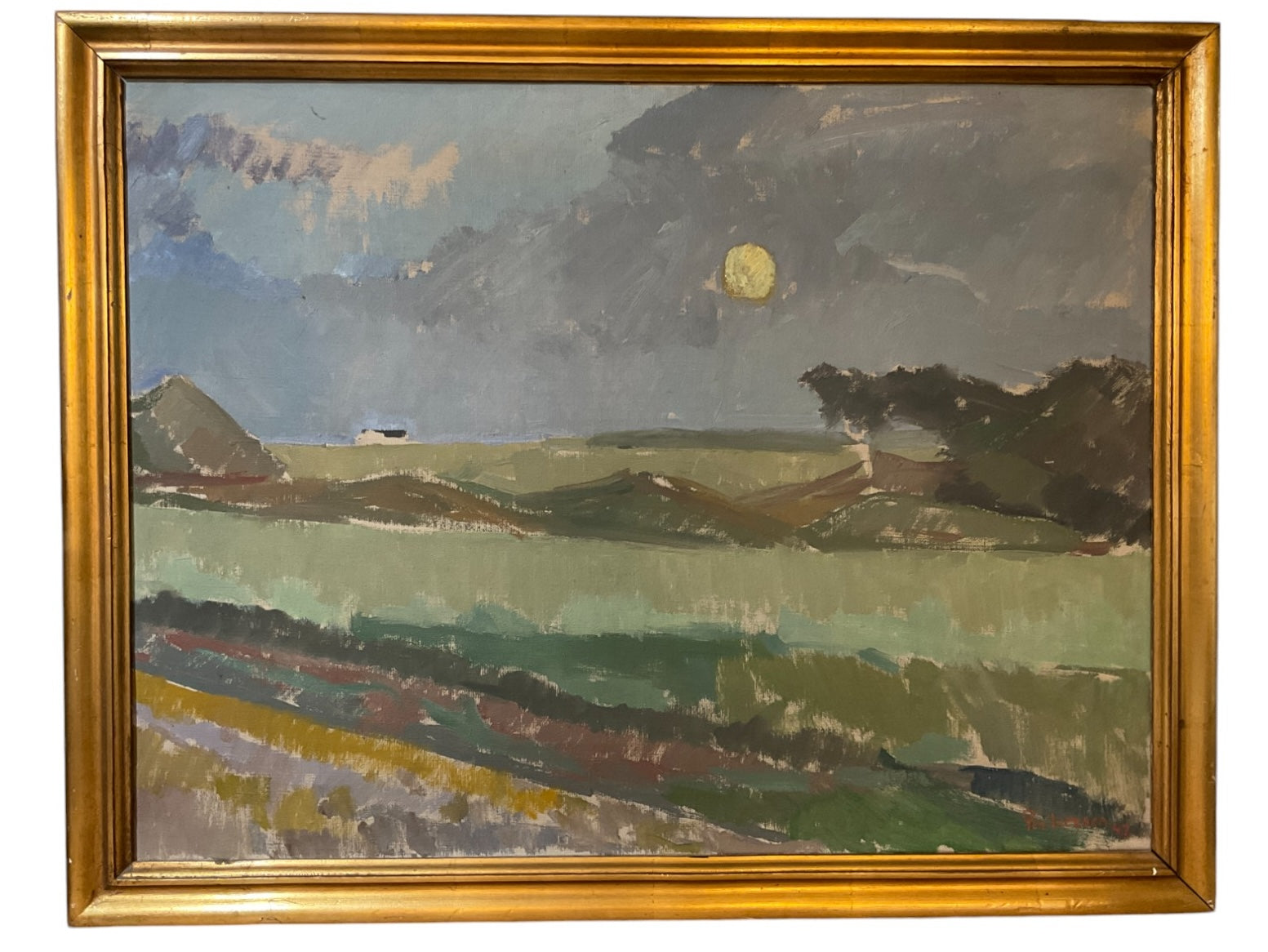 Danish Landscape Oil Painting in Gilt Frame