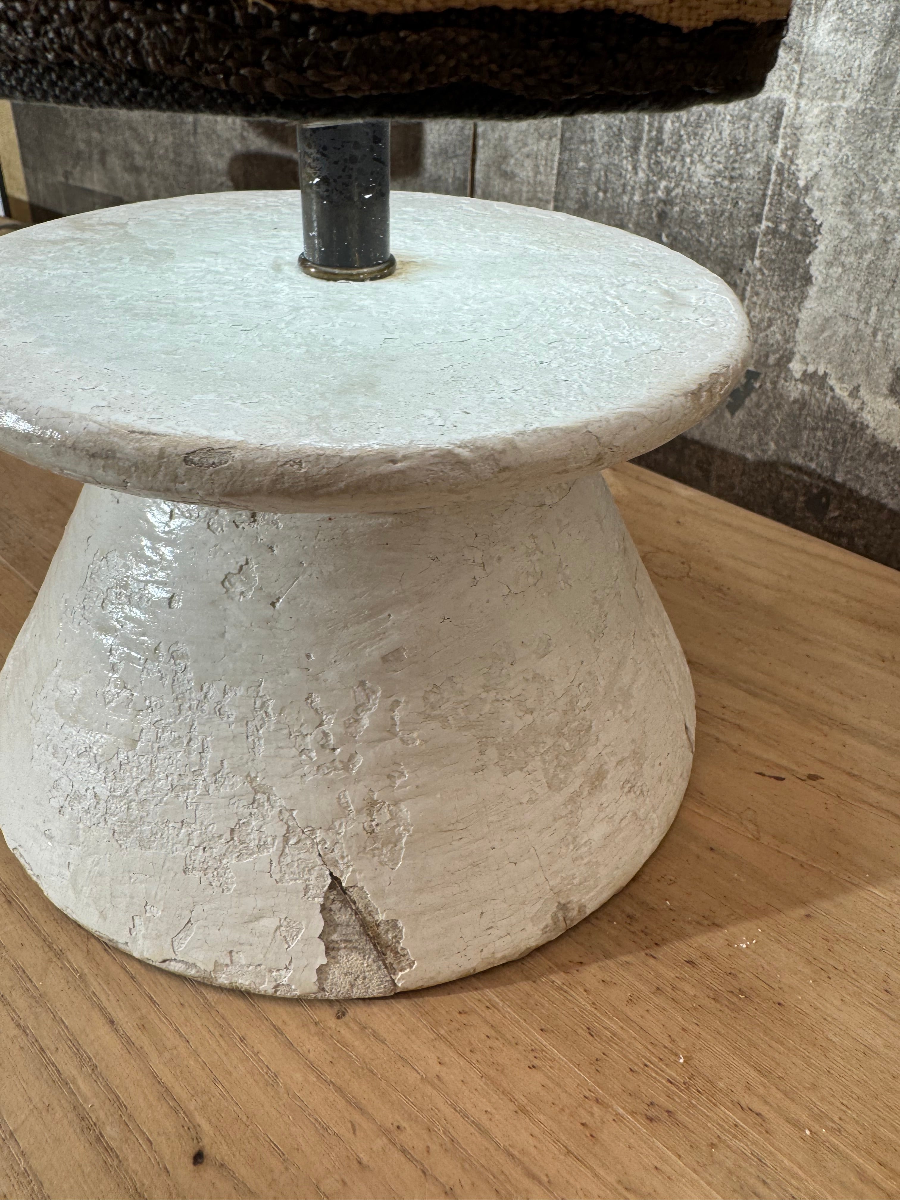 Pair Vintage French 1950's Wood & Plaster Lanps