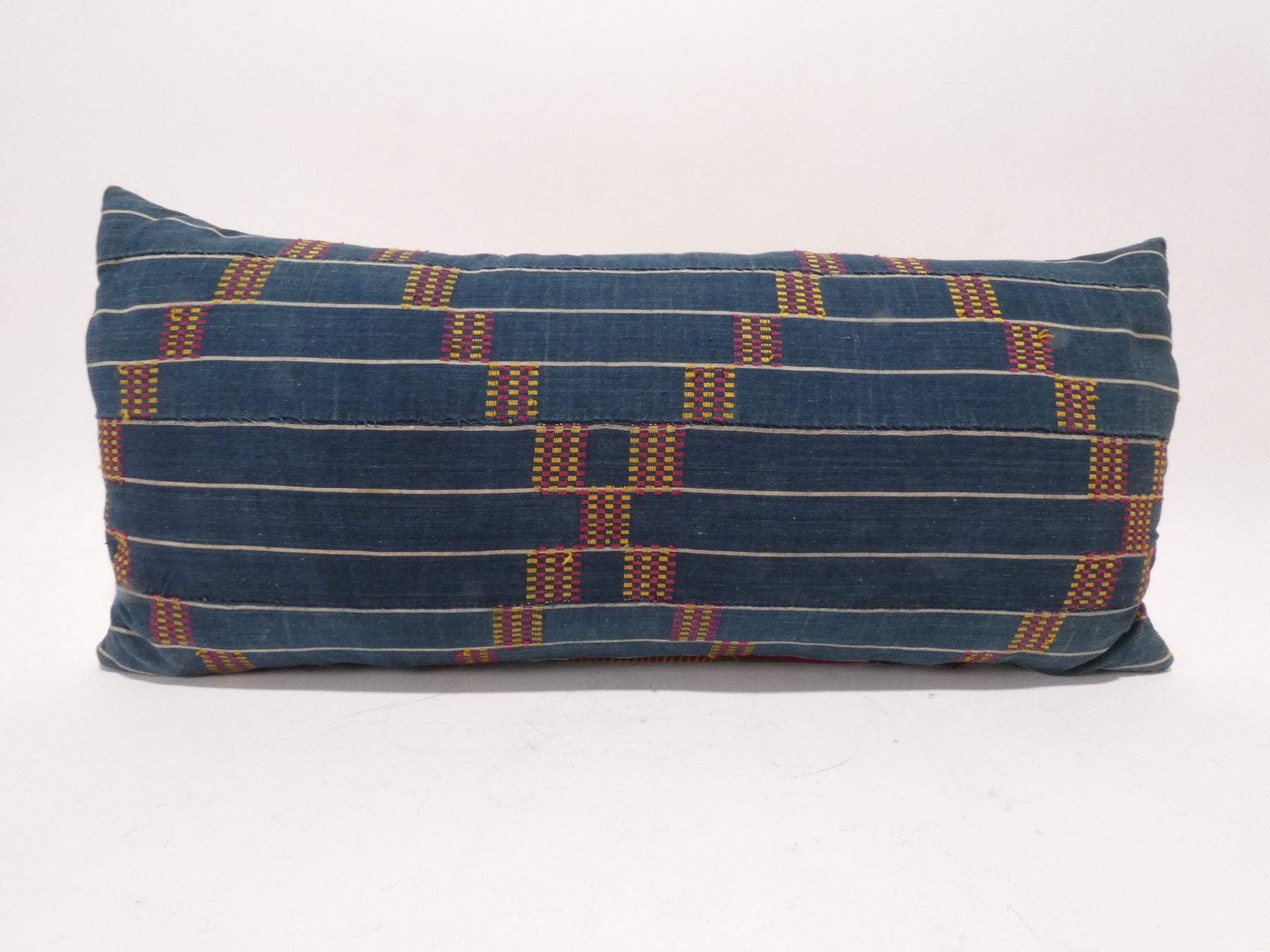 19th Century African Indigo and Embroidered Textile Pillow