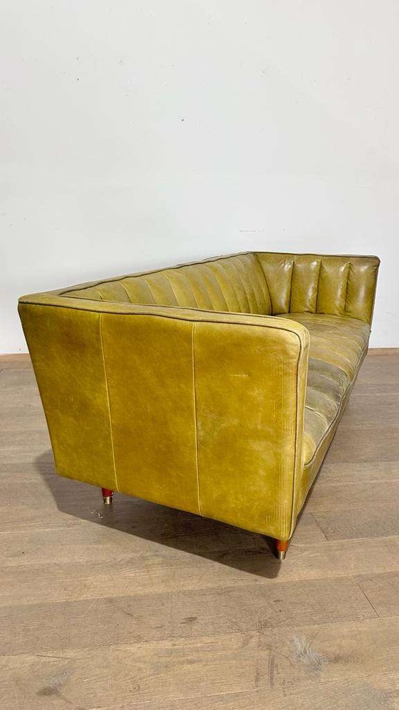 1970's Danish Channeled Leather Sofa