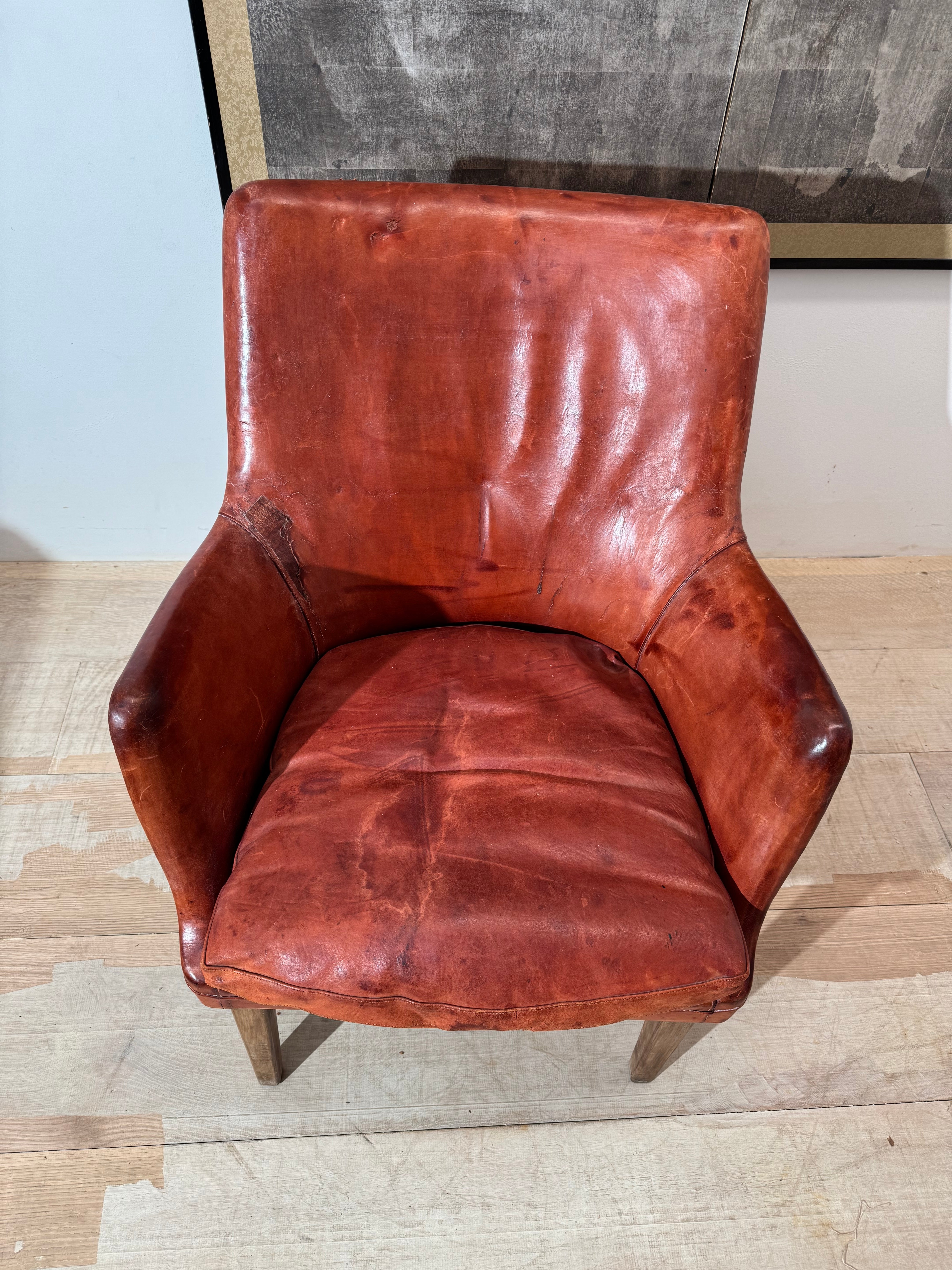 Original Vintage Arne Vodder Danish Leather Chair in Scruffy Condition