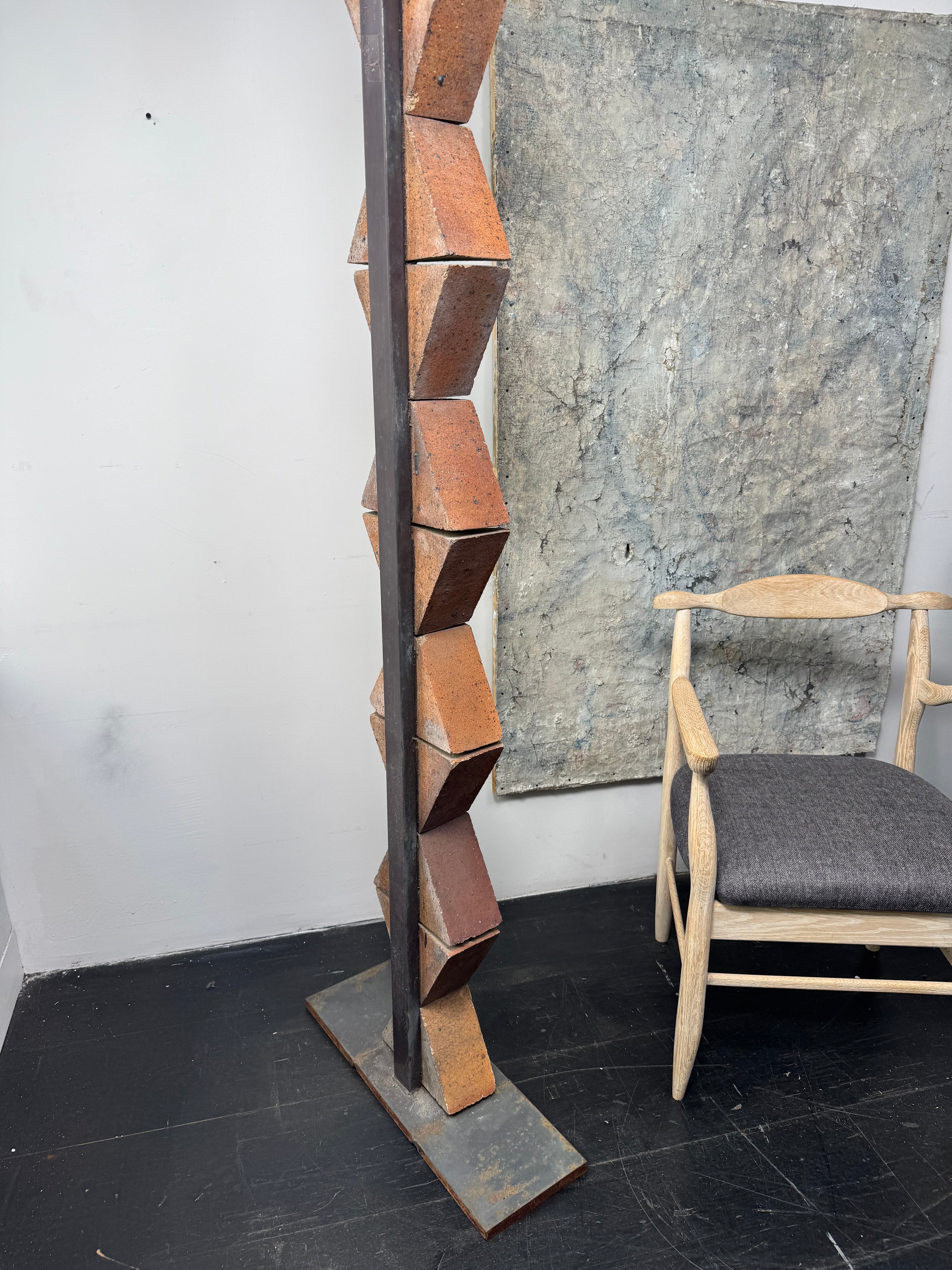 Pair 1970's Vintage Clay & Iron French Totems