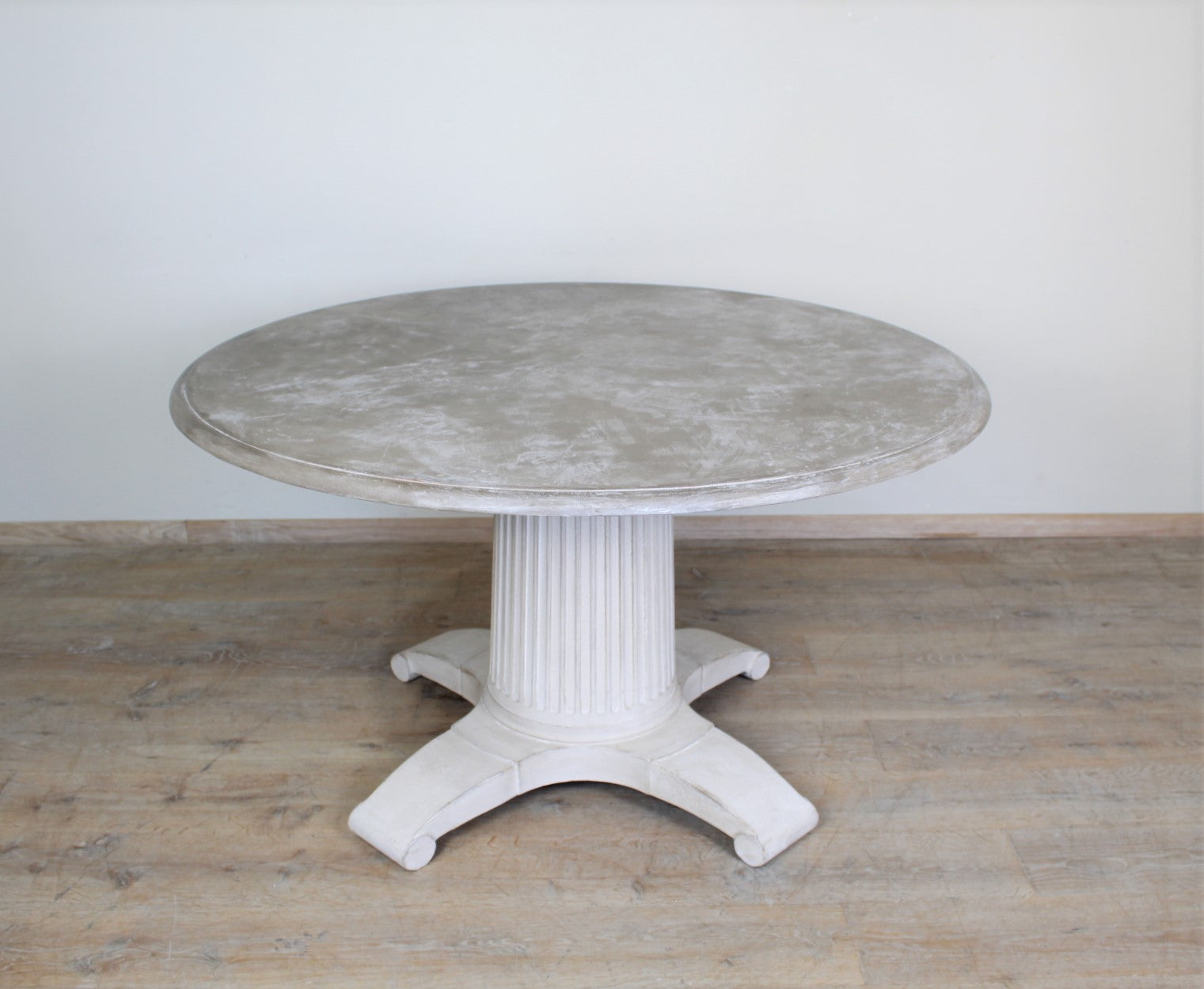 Large Belgian Round Oak Dining Table