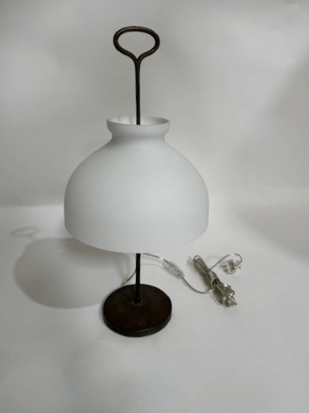 Mid Century French Opaline Desk Lamp