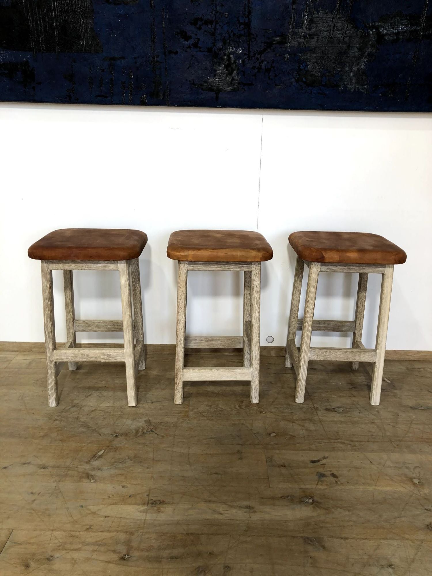 Lucca Studio Vintage Leather Graham Stools Set of (3)