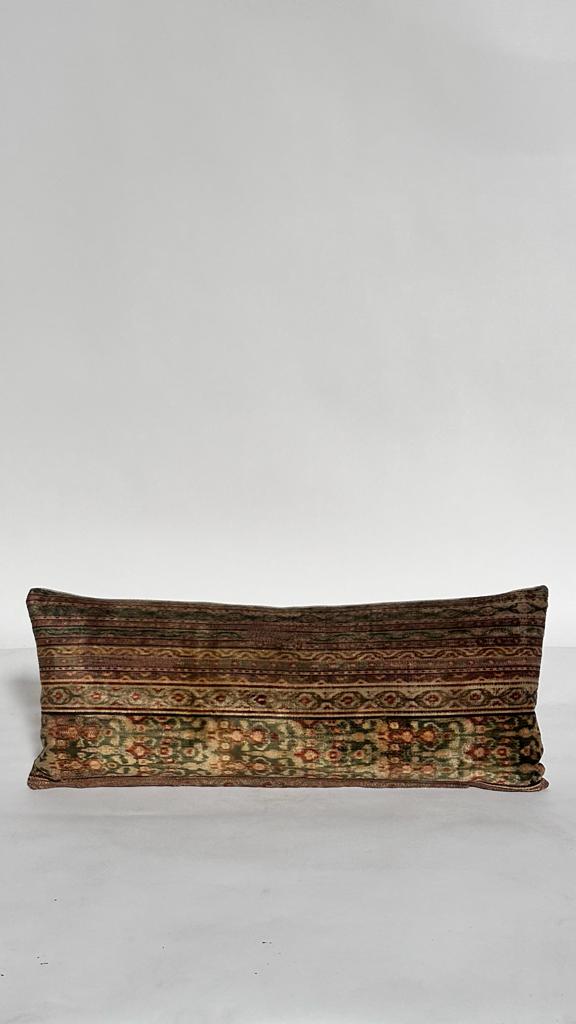 Rare18th Century Kerman Silk Velvet Textile Lumbar Pillow