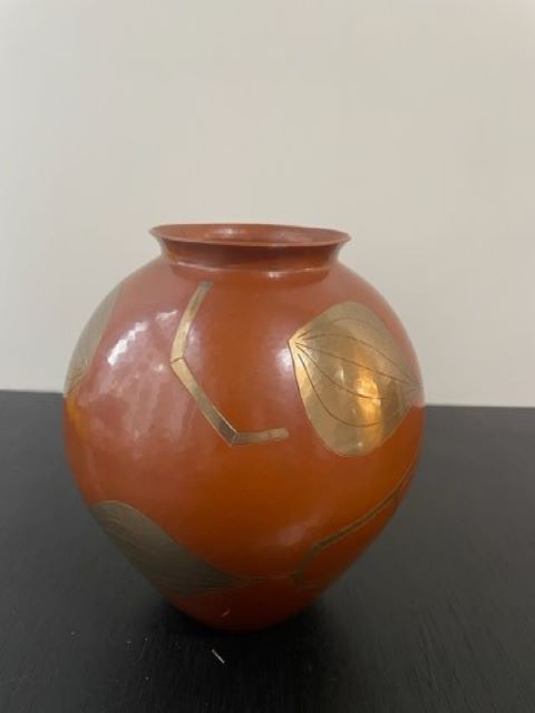 Japanese Hammered Copper and Gilt Vase