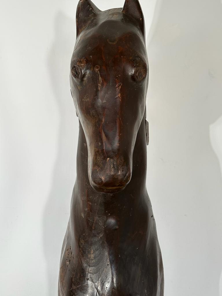 Highly Unusual French Surrealist Wood Horse Sculpture