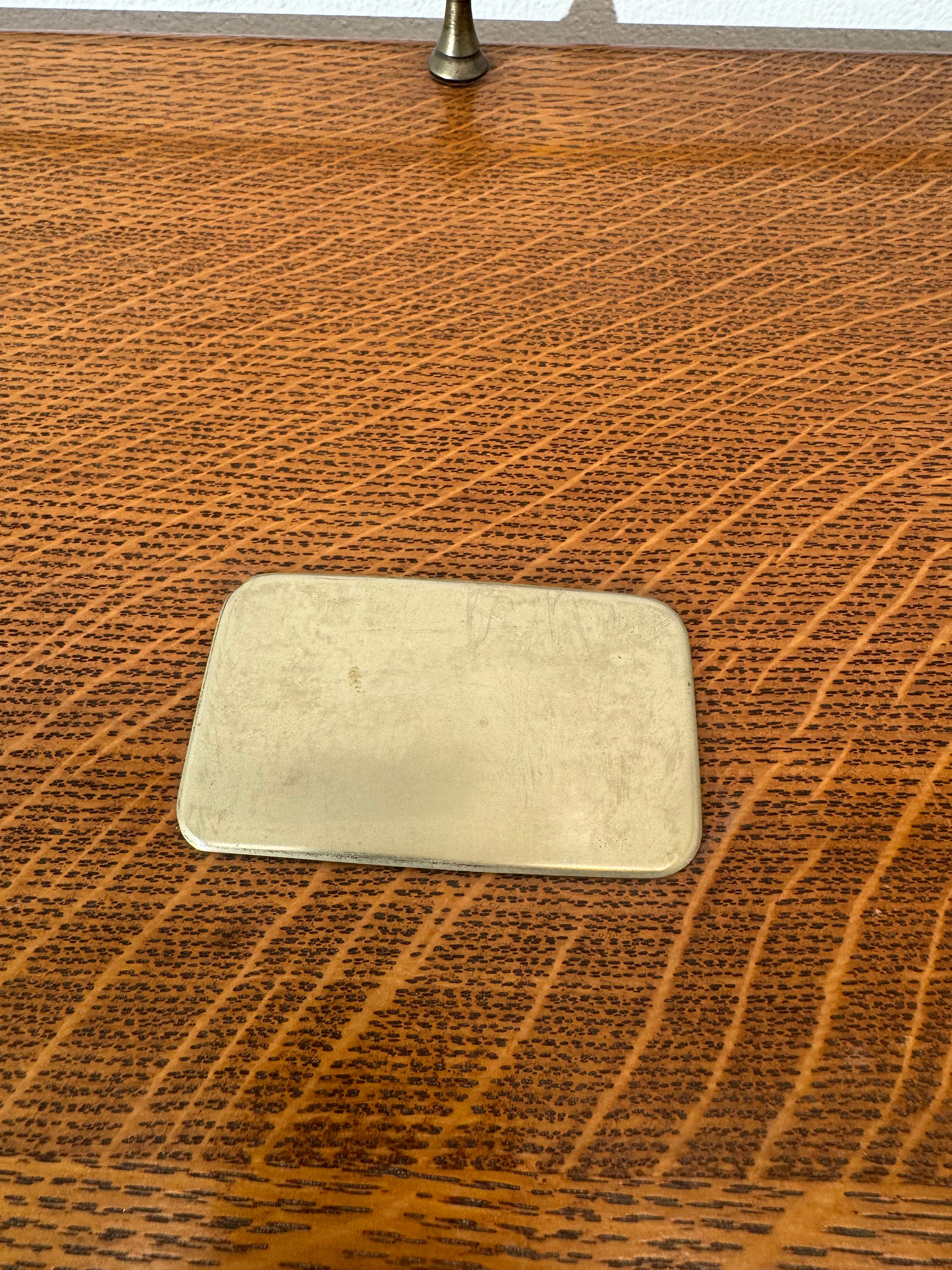 Antique English Quarter Sewn Oak and Silver Plate Serving Tray