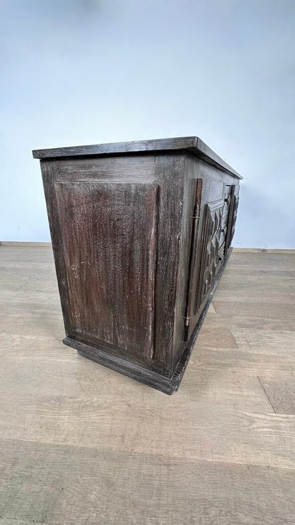 French Dark Cerused Oak 1940's Sideboard