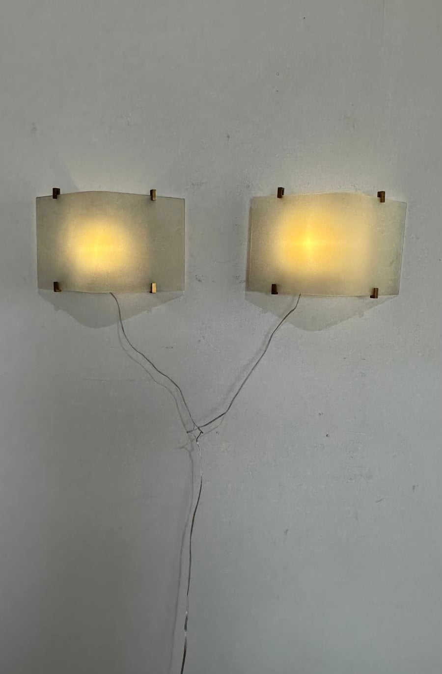 Pair of French Glass and Bronze Sconces