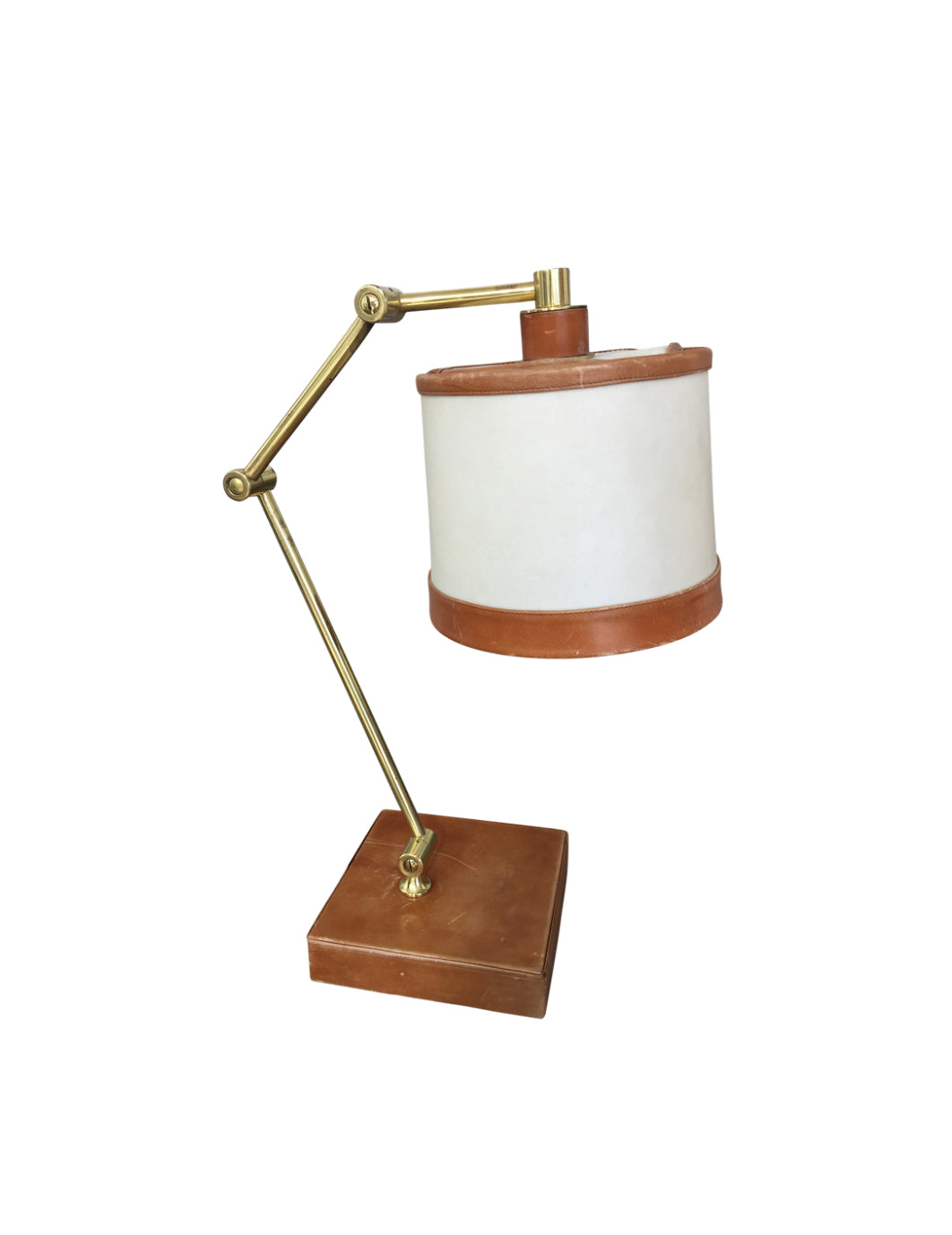 Exceptional French Mid Century Leather Desk Lamp