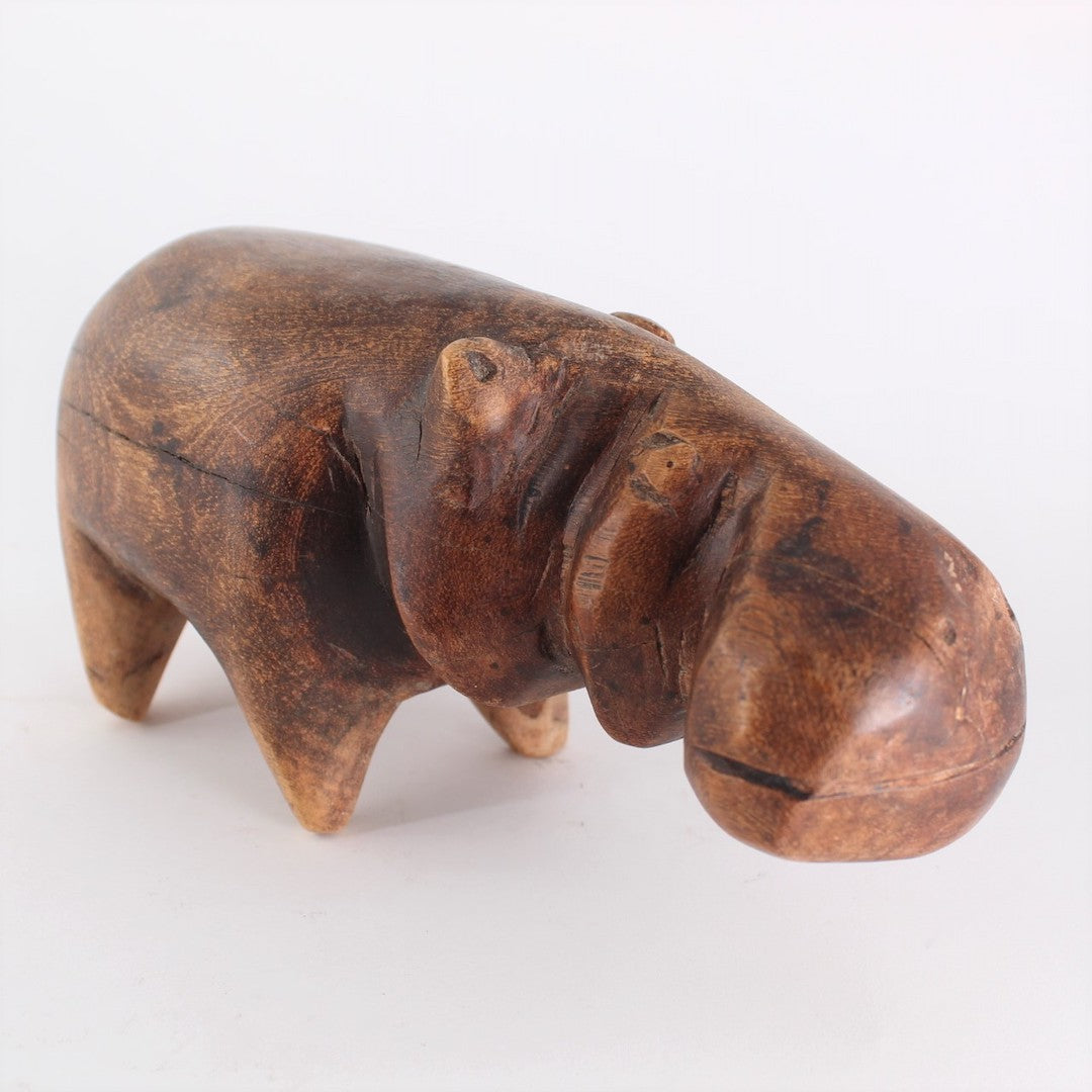 Primitive Carved Wood Rhinoceros Sculpture