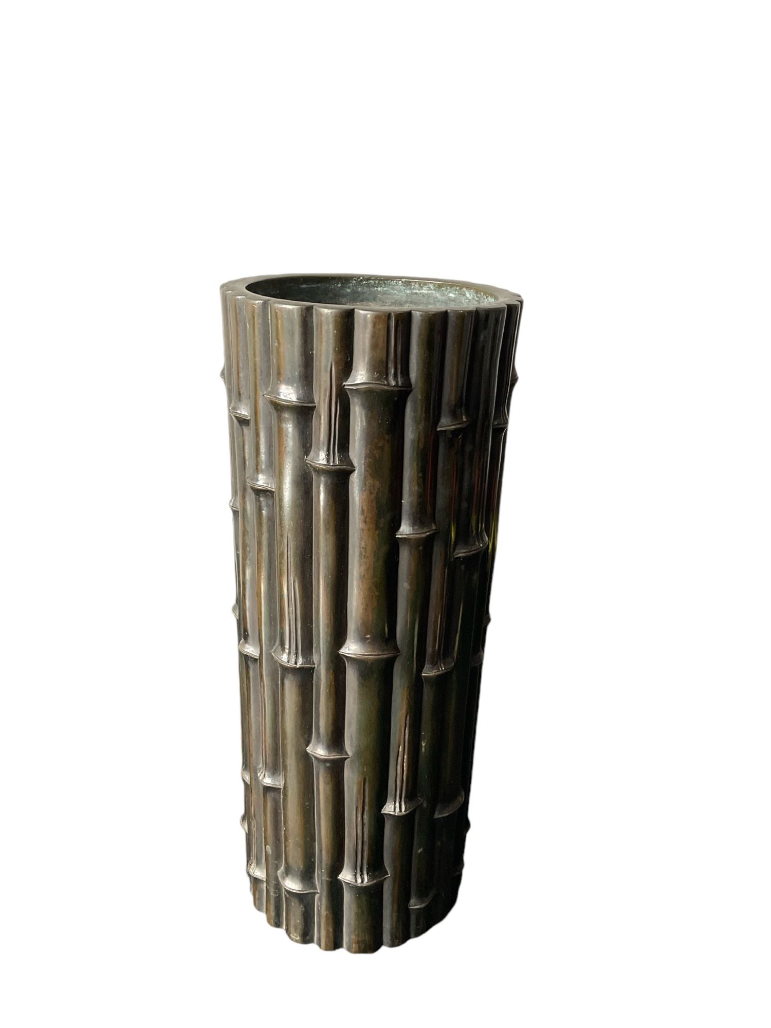 Large Scale Vintage Bronze "Bamboo" Design Vase