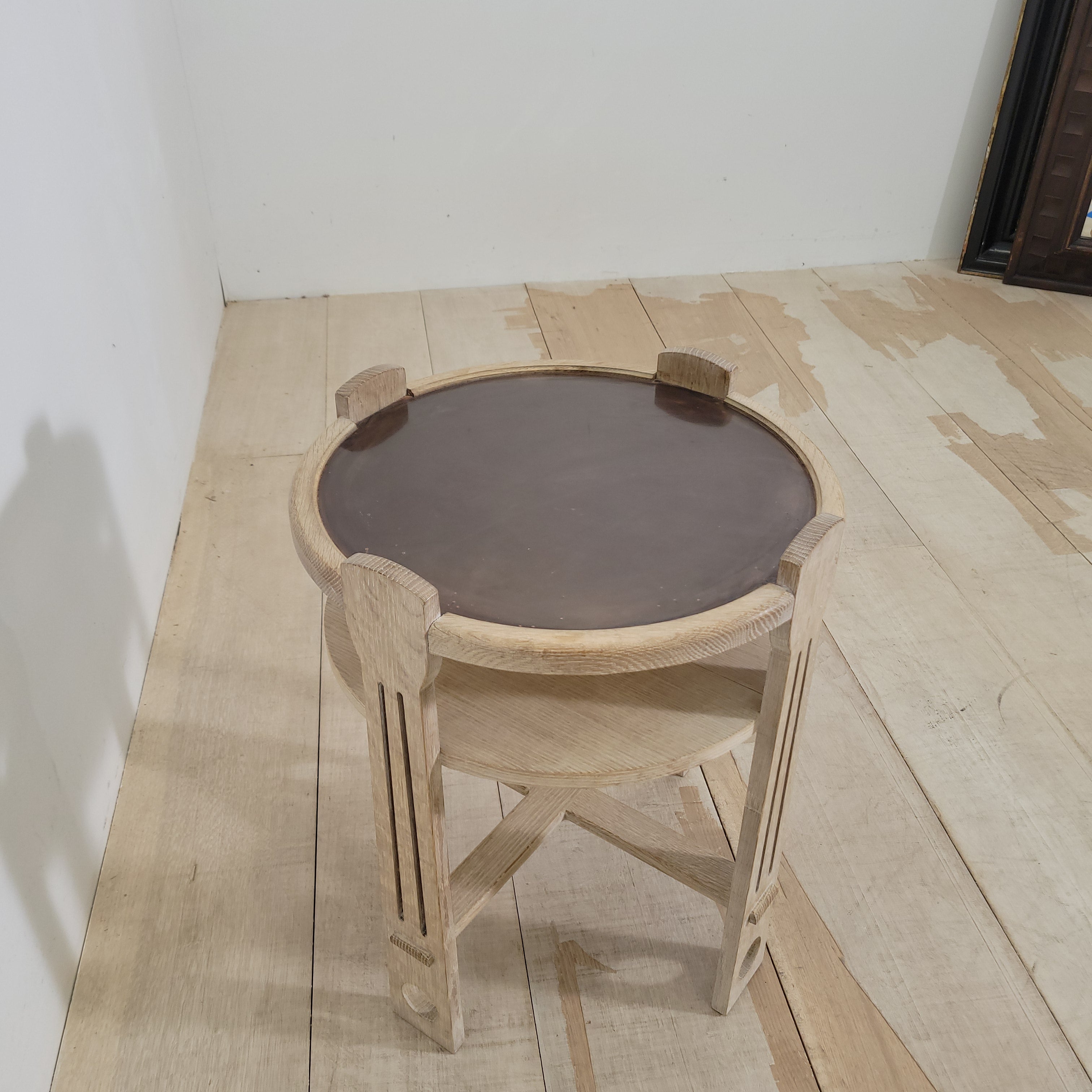 Limited edition oak and copper side table