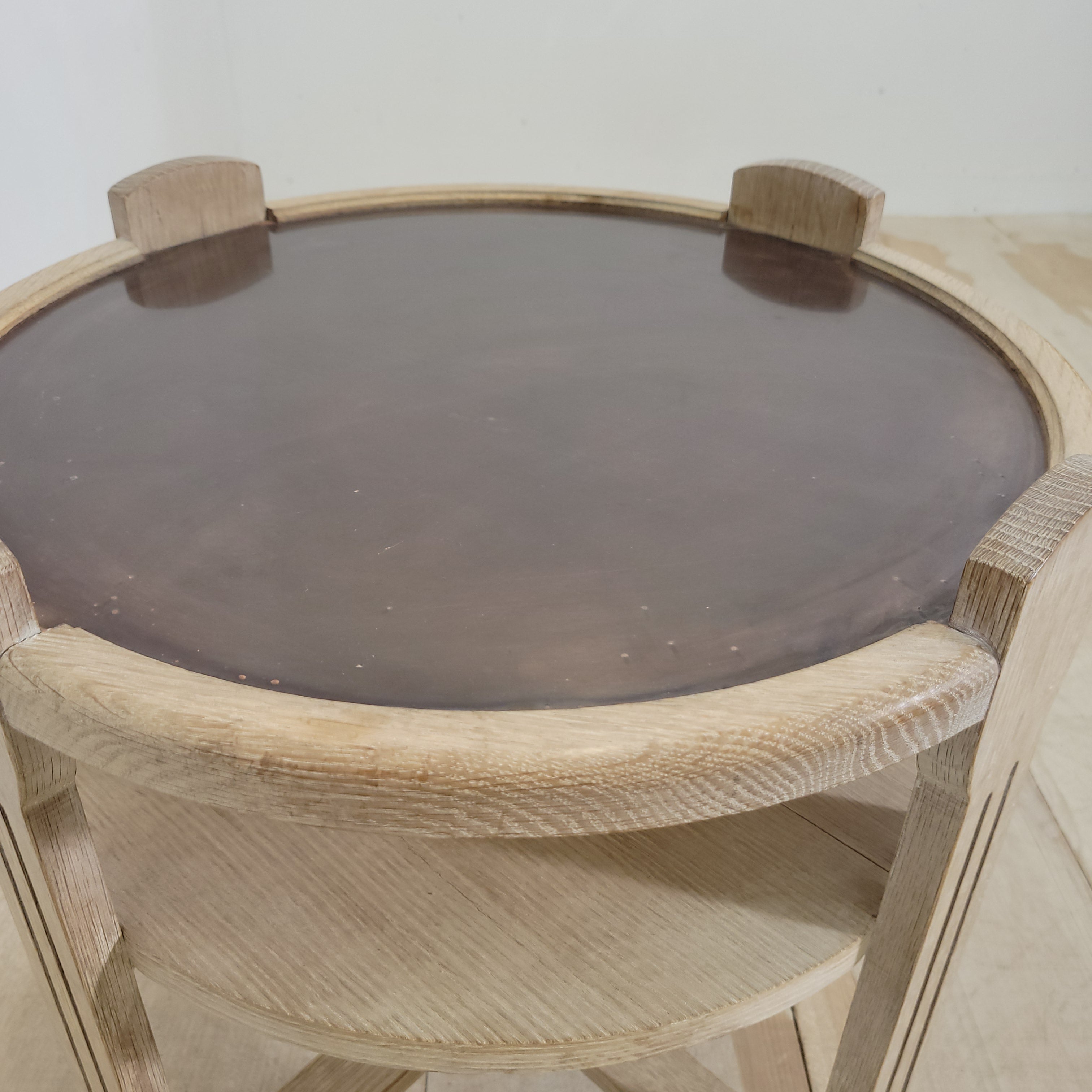 Limited edition oak and copper side table