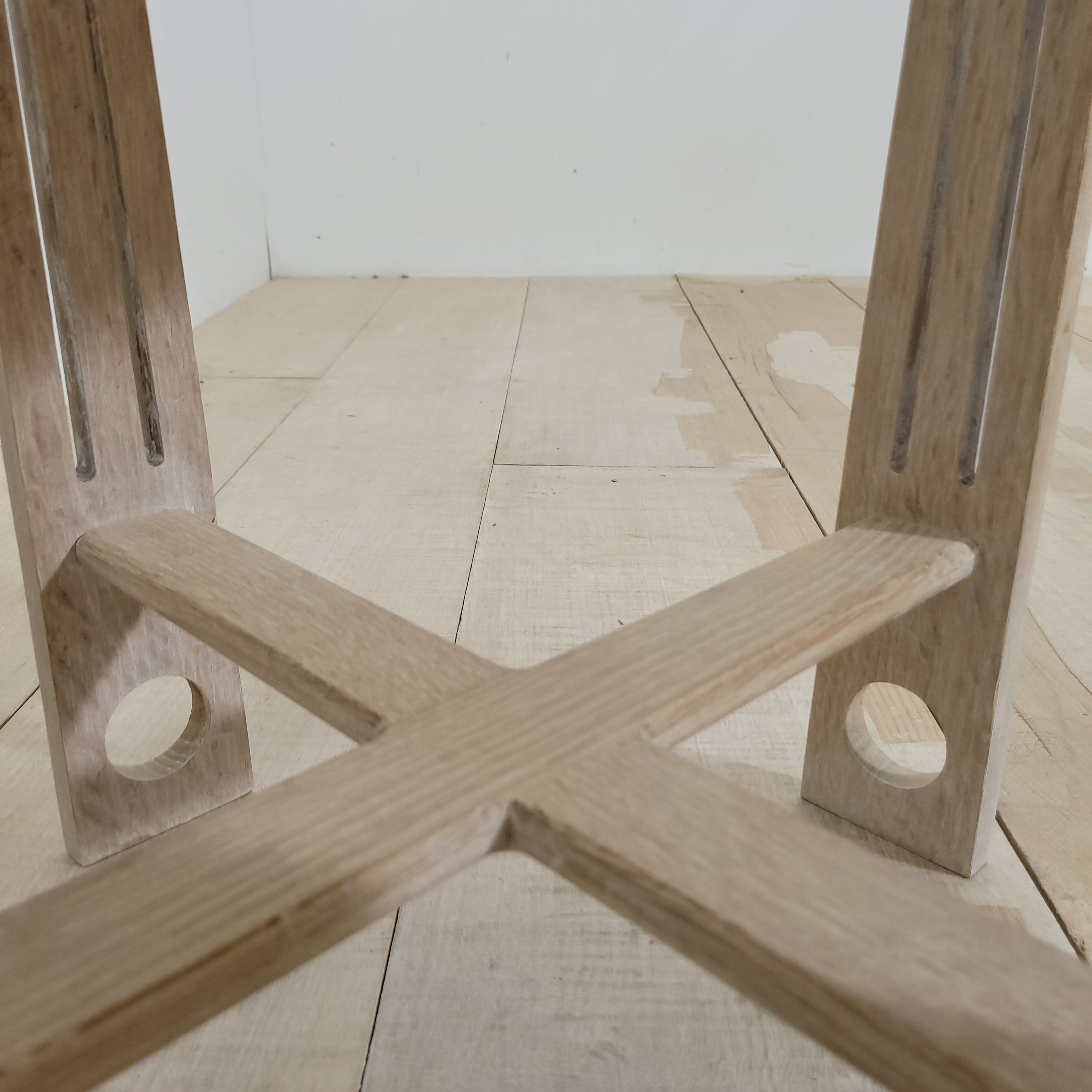 Limited edition oak and copper side table