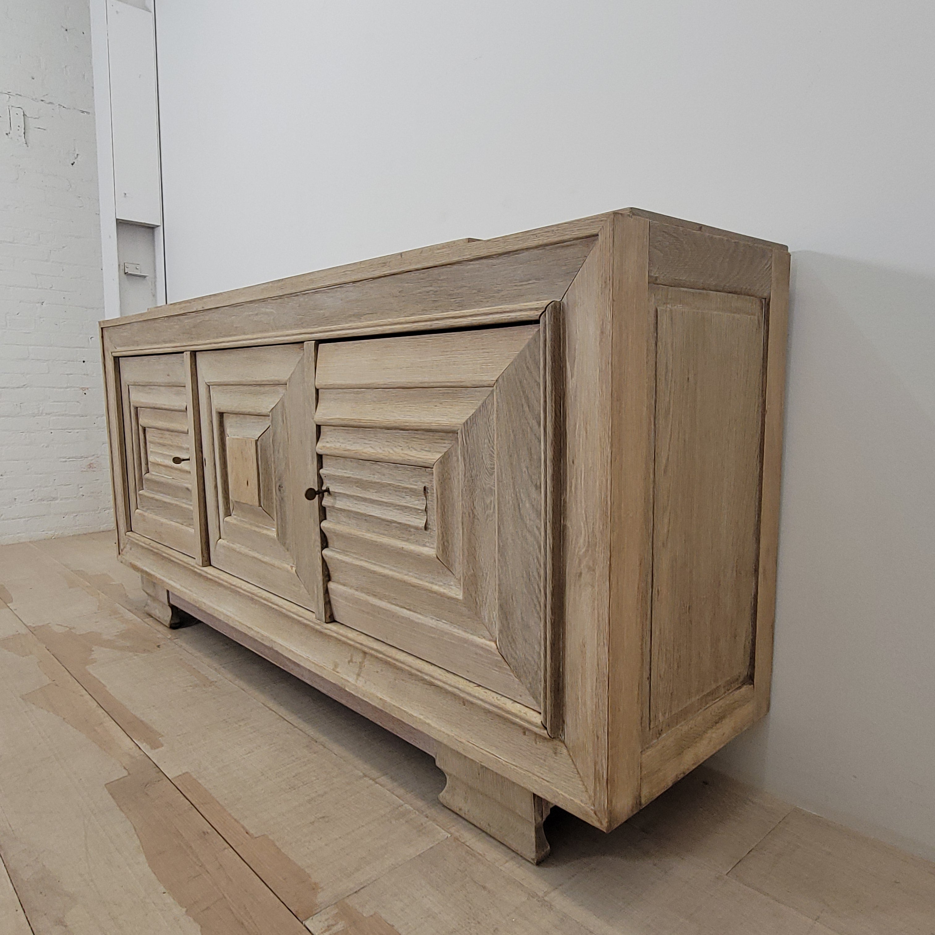1930s French solid oak sideboard