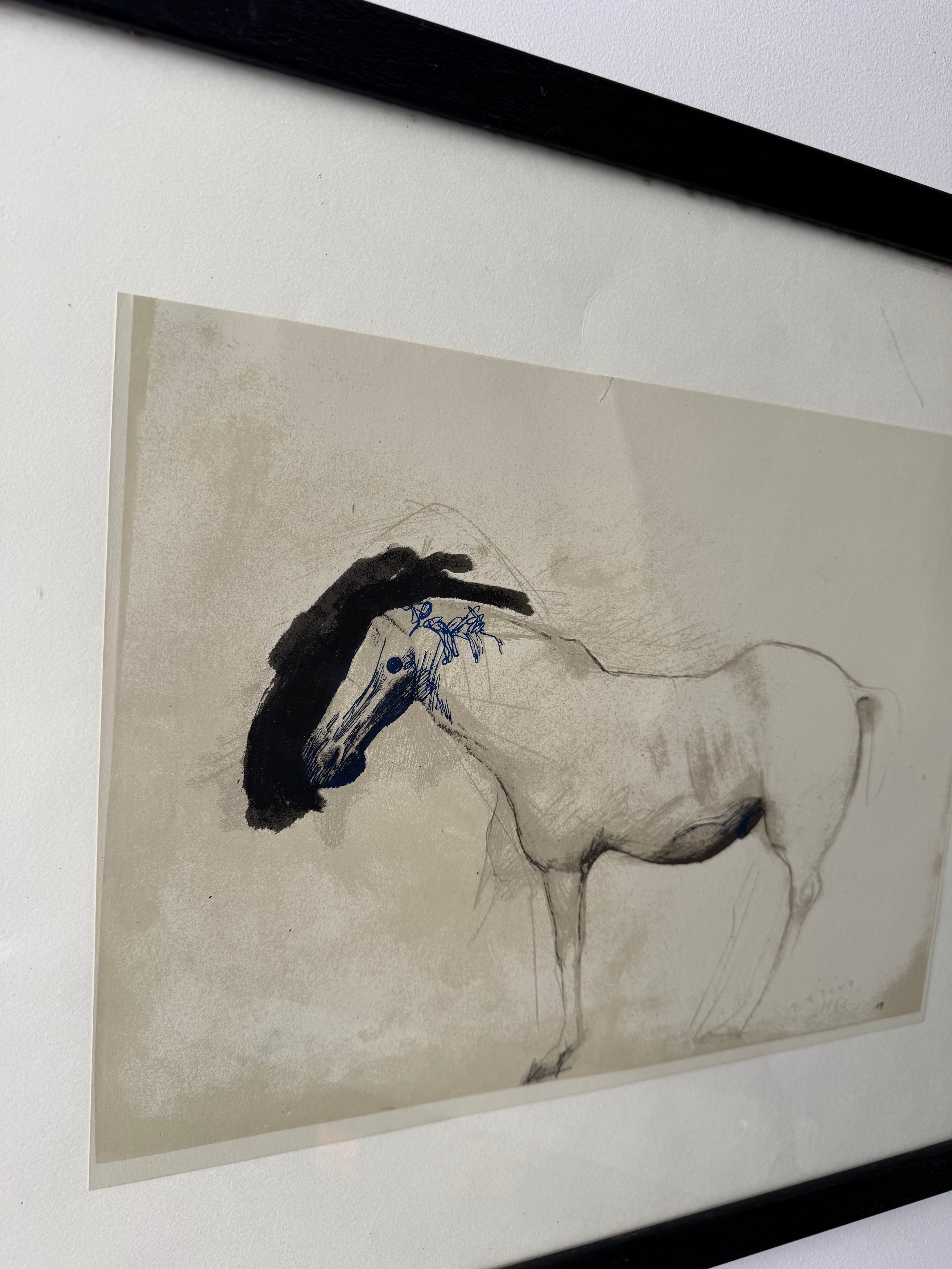 Vintage Italian Modernist Print of Horse