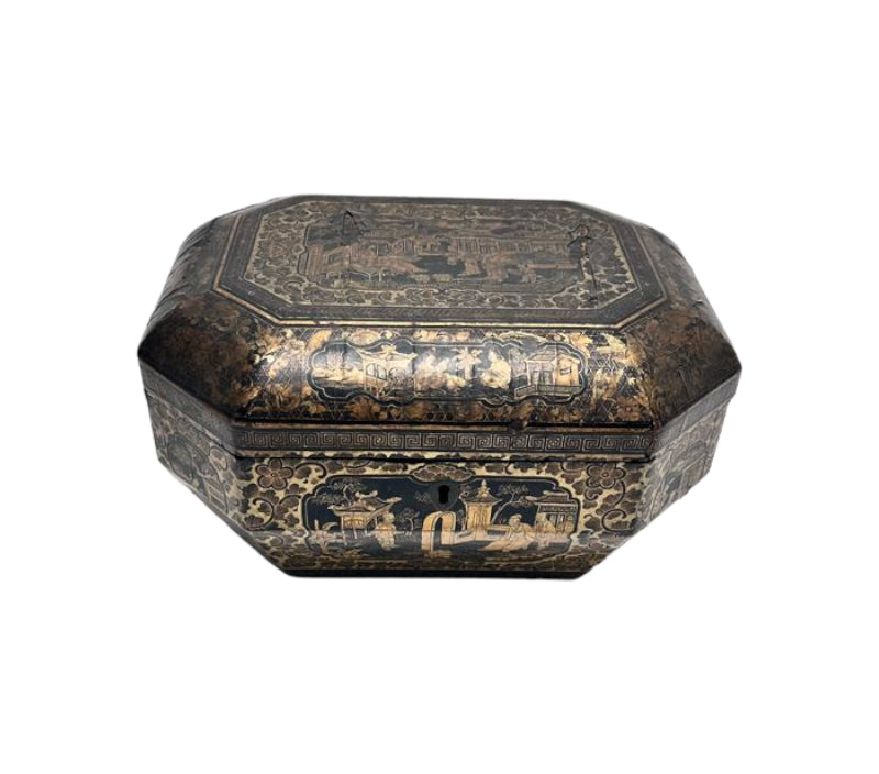 19th Century Black Chinoiserie Box