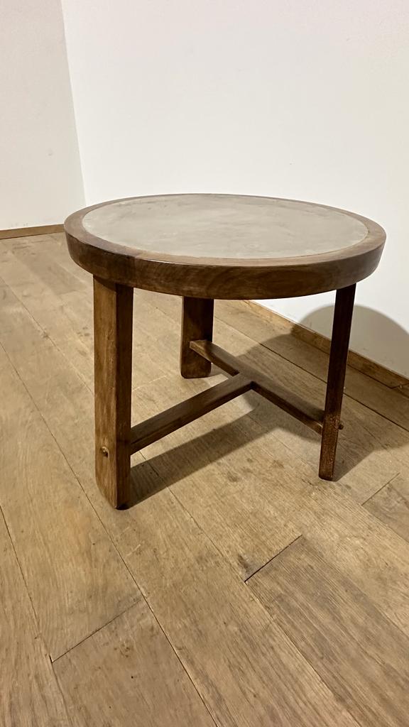 Lucca Studio Merlin Walnut and Concrete Top Side Table