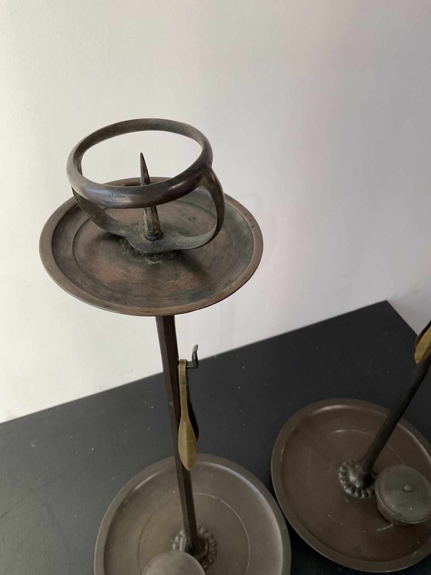 Pair of Early 20th Century Japanese Bronze Candle Stands