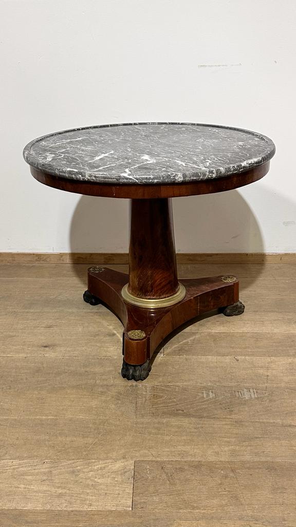 French Empire Round Marble Top Side Table