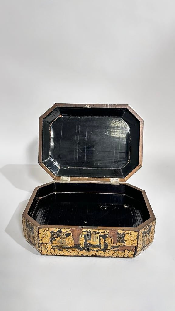 Large 19th Century English Chinoiserie Box