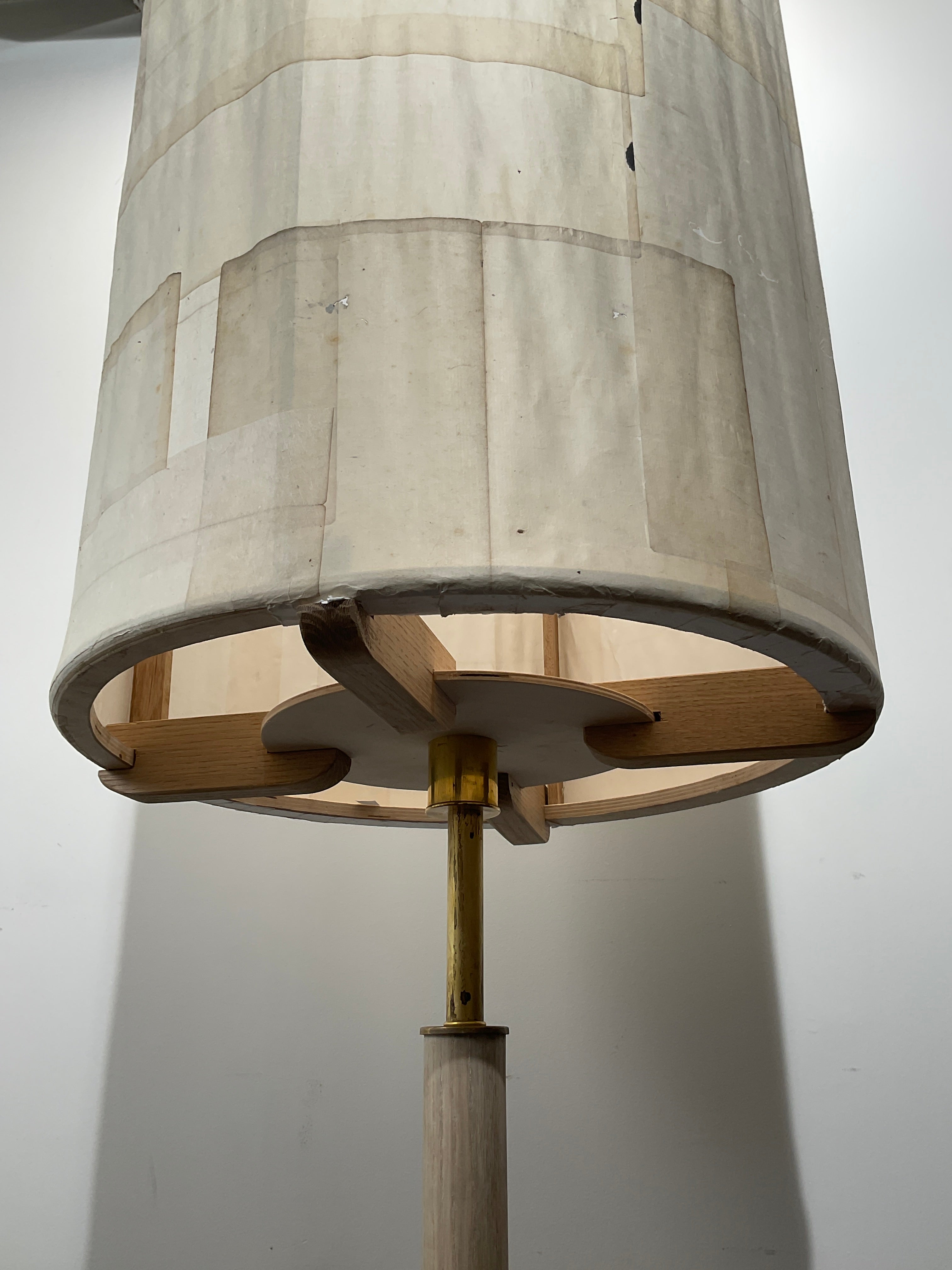 Limited Edition Solid Bleached Oak Floor Lamp with Handmade Japanese Lamp Shade