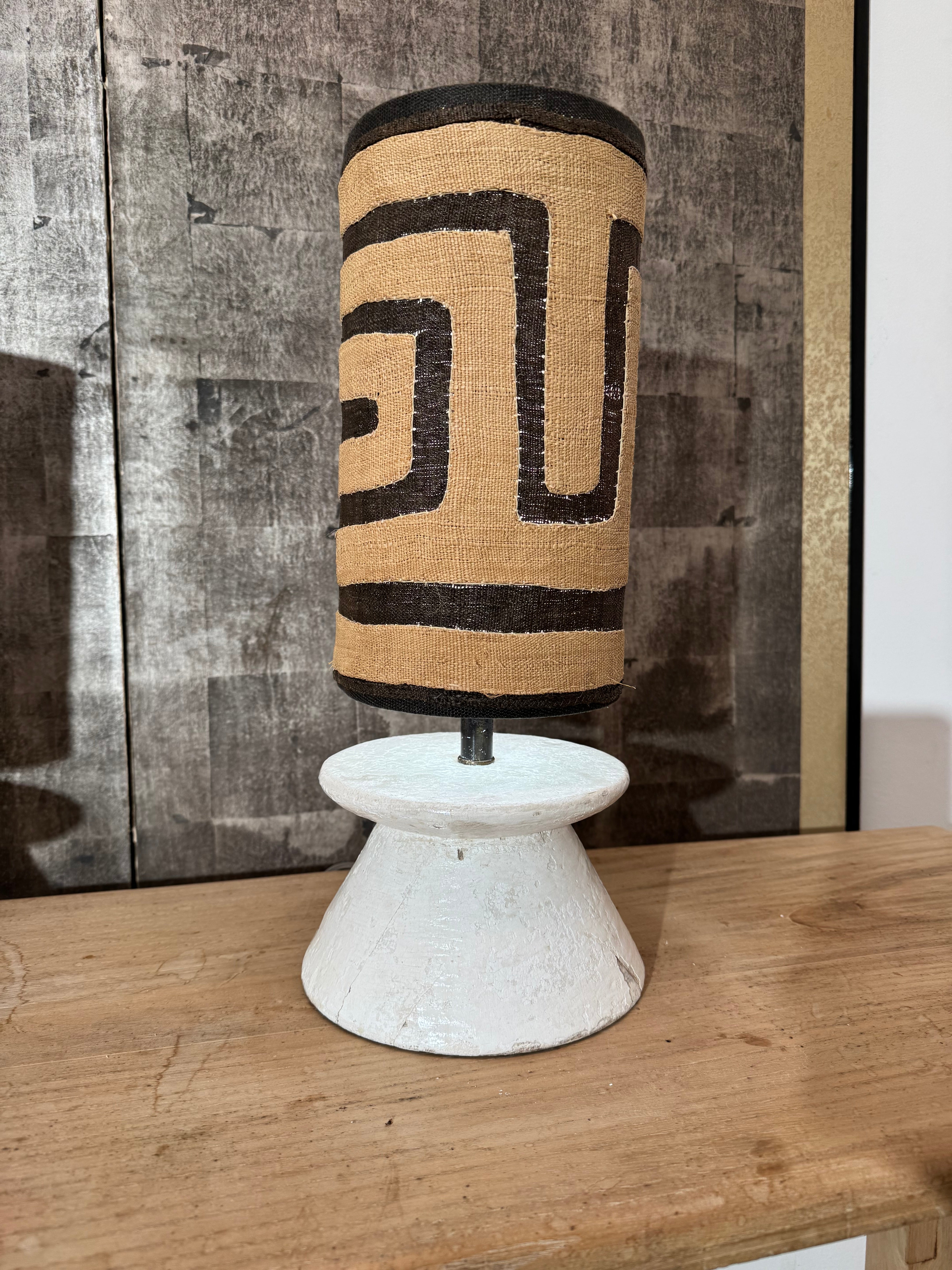 Pair Vintage French 1950's Wood & Plaster Lanps